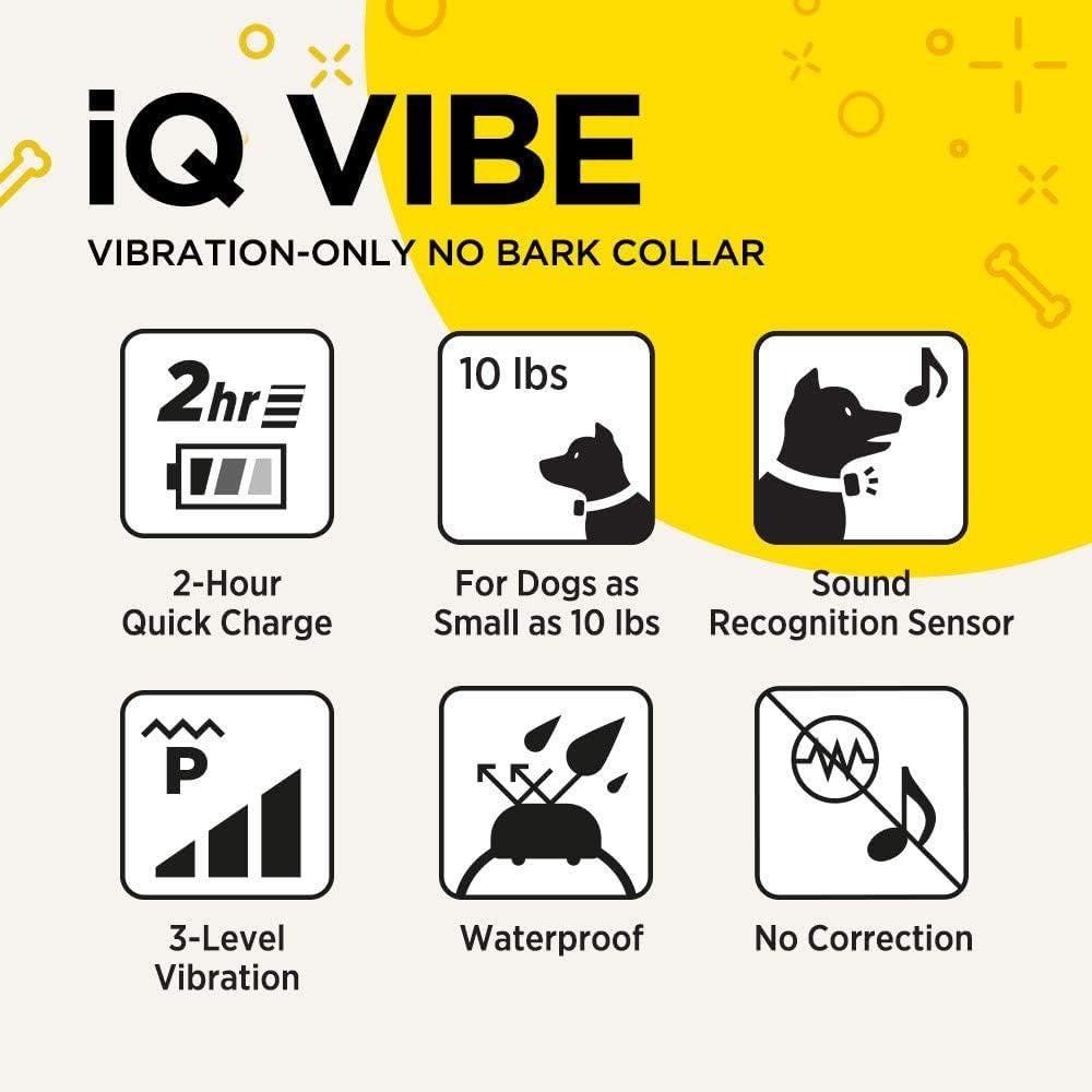 Dogtra iQ Vibe Rechargeable Waterproof Vibration No Bark Collar - Compact Black, 28 Inch