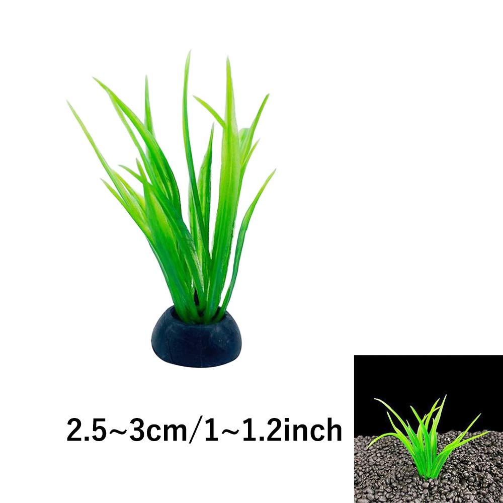 Smoothedo-Pets Aquarium Plants Fish Tank Decorations 20Pcs Small Size/1Inch Tall Plastic Artificial Plant Goldfish Waterscape Fish Hides Mini Grass Set (Green-B)