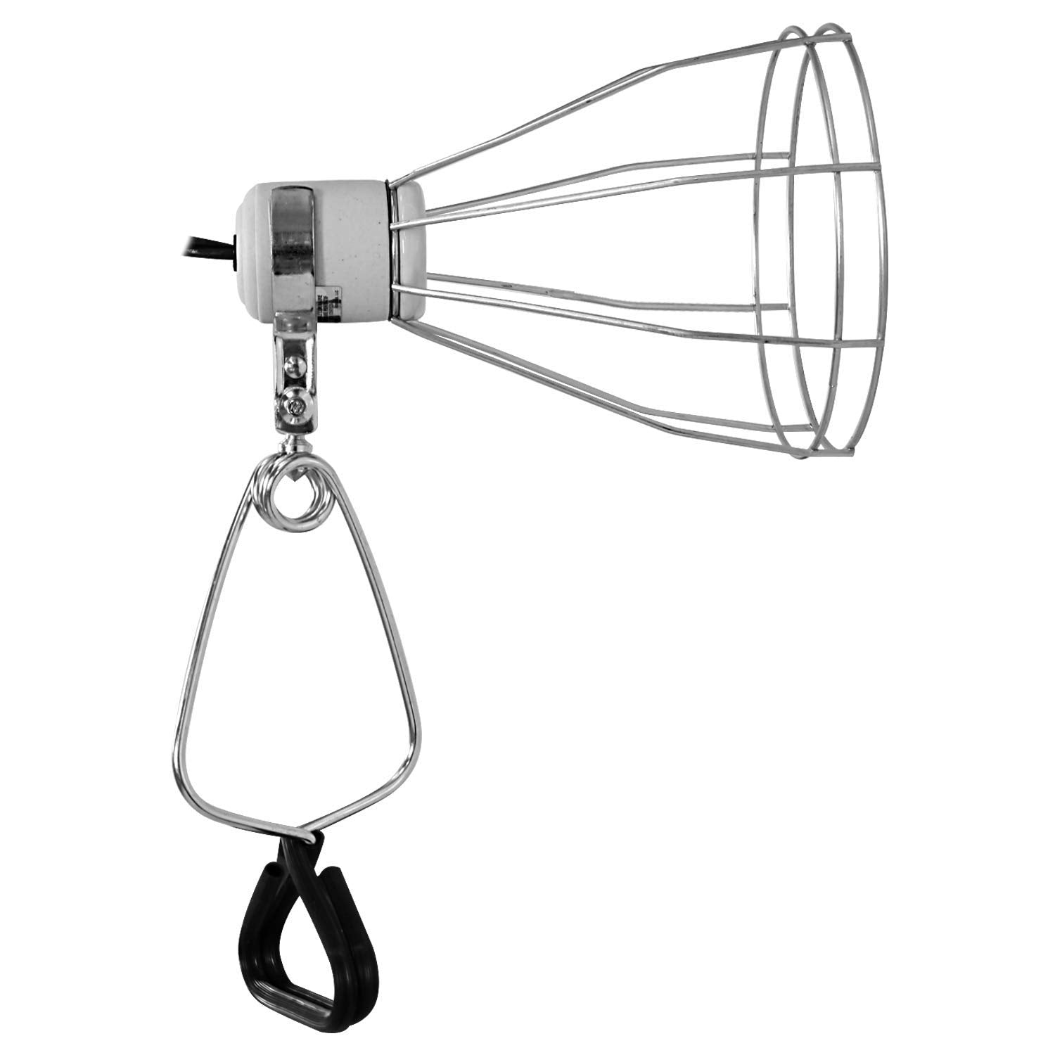Simple Deluxe Clamp Lamp Light With Steel Cage Wire Grillup To 250W E26 Socket (No Bulb Included) 6' Cord, Silver