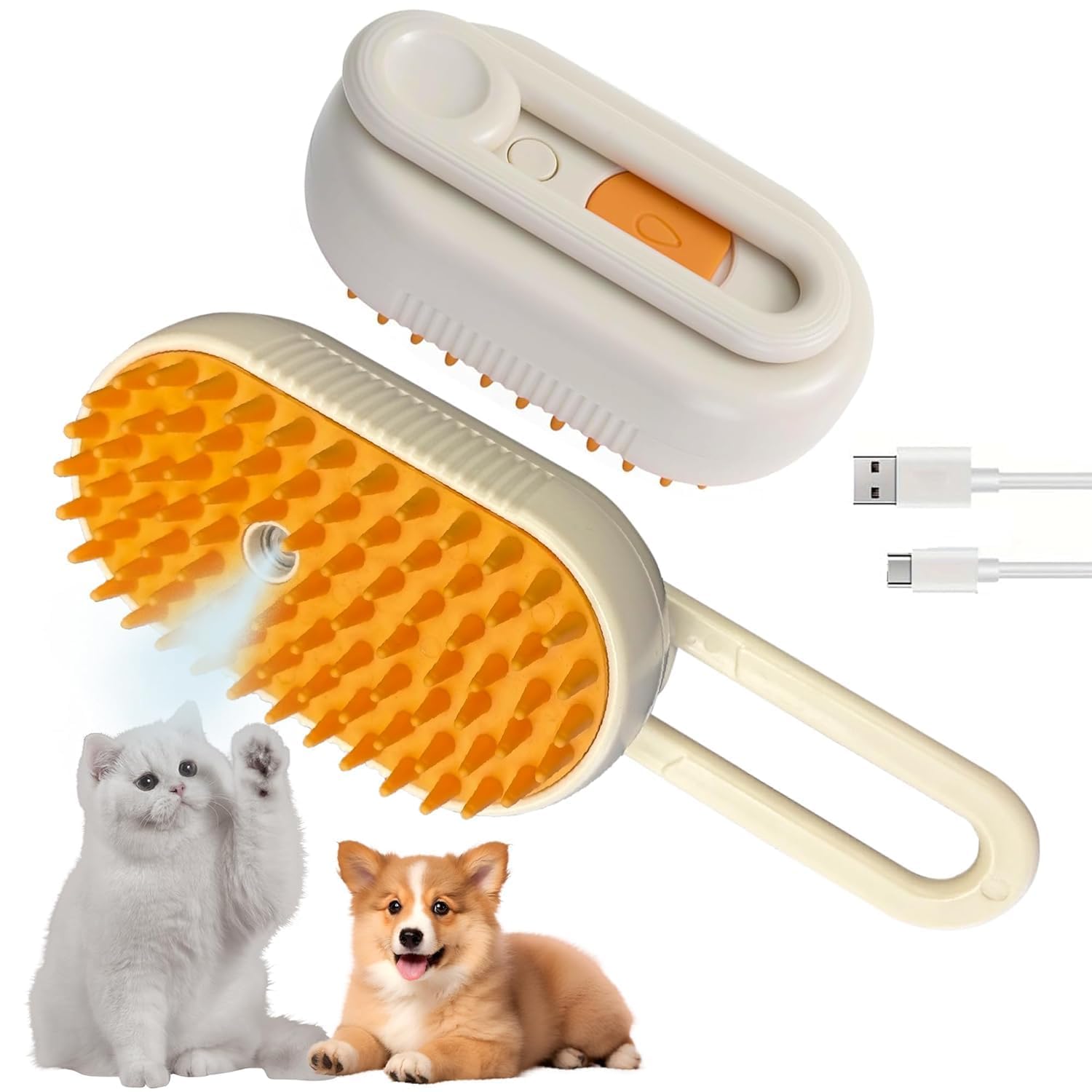 Tusmad 3In1 Steam Dog Brush For Grooming  Silicone Massage Dog Comb  Usb Rechargeable Electric Water Brush For Dogs  Multif