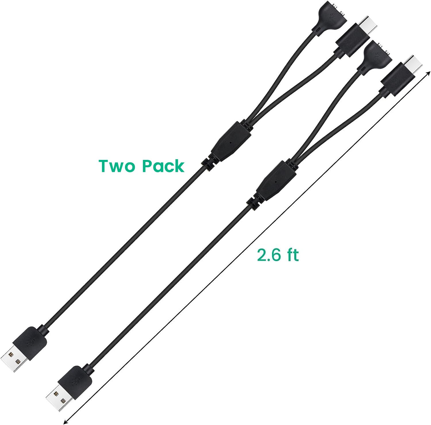 YEAOI 2-Pack Black Charger Replacement for Delupet & Yawpet Dog Training Collars, Magnetic Charging Cable