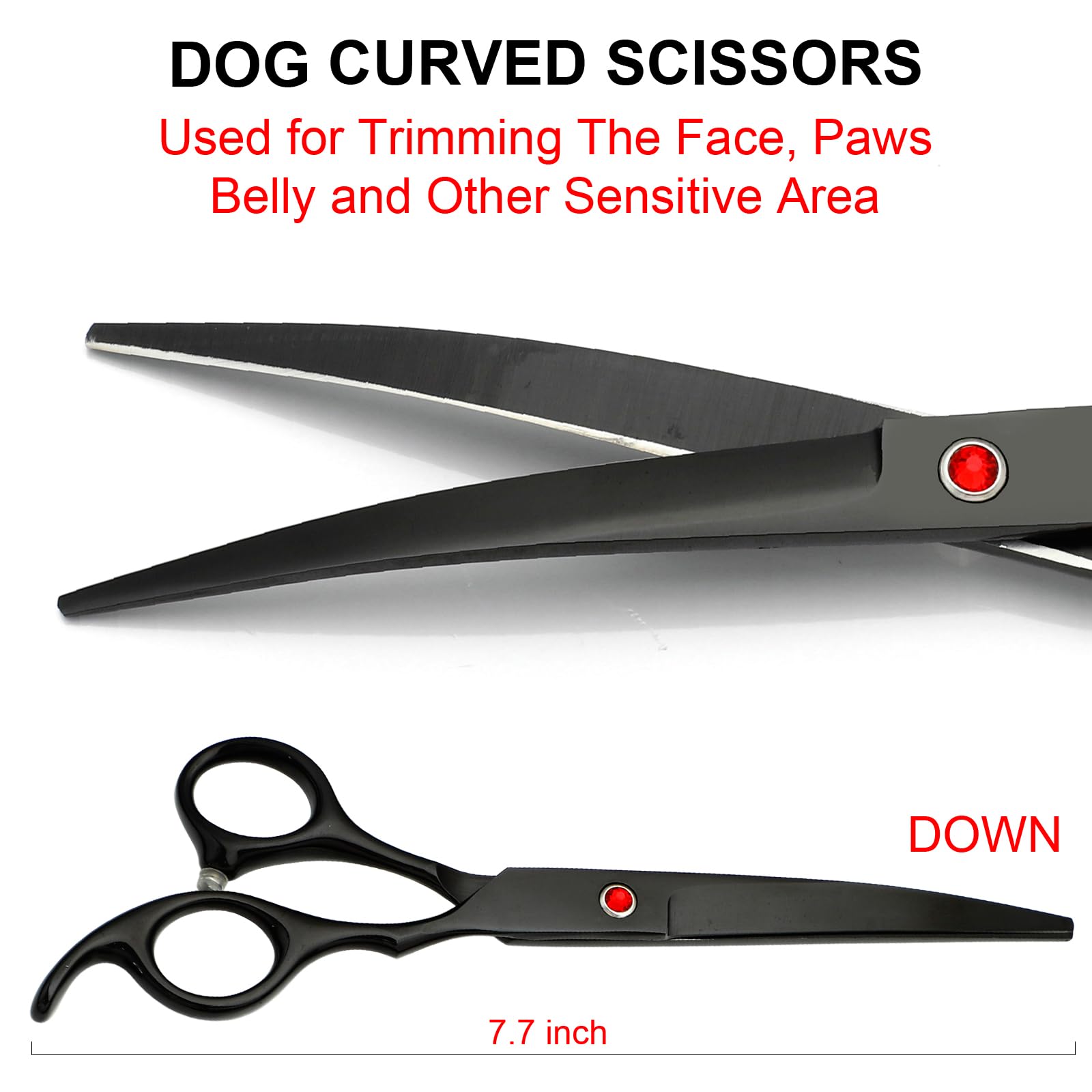 Professional Dog Grooming Scissors Kit Black 5 In 1, Dog Shears For Grooming 6Cr Premium Stainless Steel Grooming Scissors Kit F