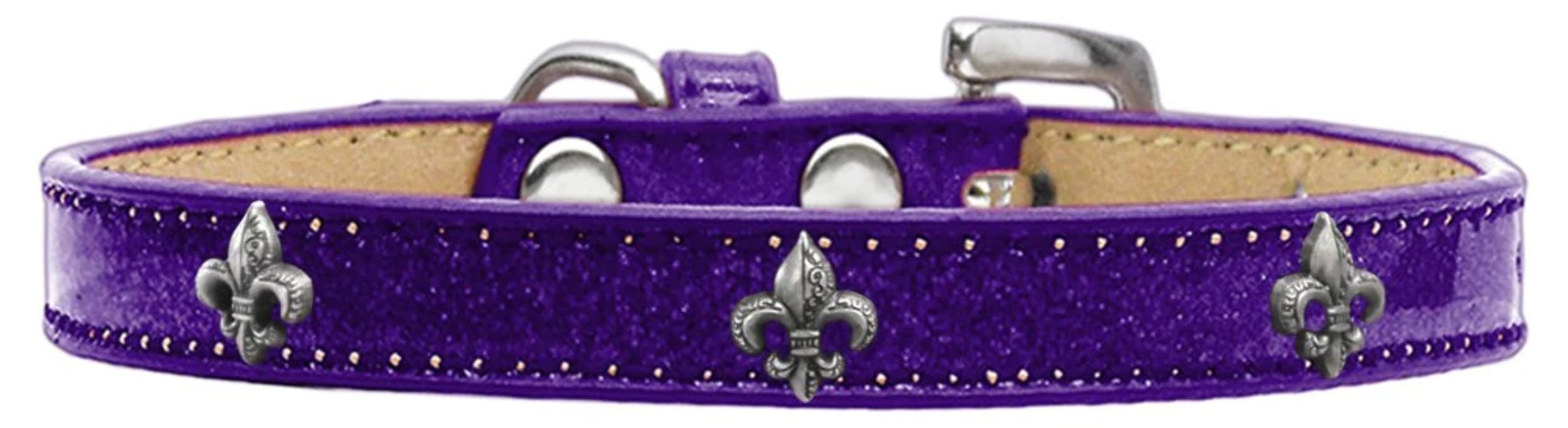 Dog, Puppy & Pet Widget Ice Cream Collar, Silver Fleur De Lis Gold 20