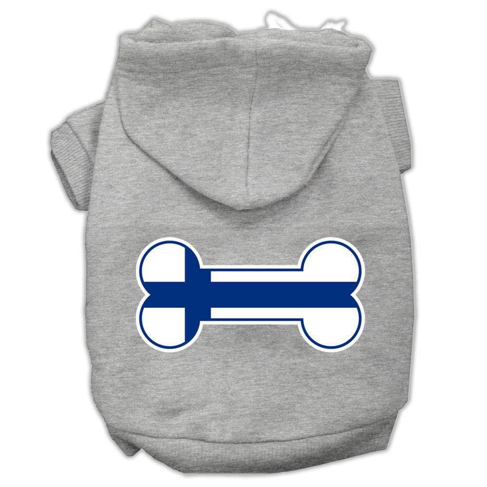 Pet, Dog & Cat Hoodie Screen Printed, 'Bone Shaped Finland Flag' Baby Blue 3Xl (25-35 Lbs.)