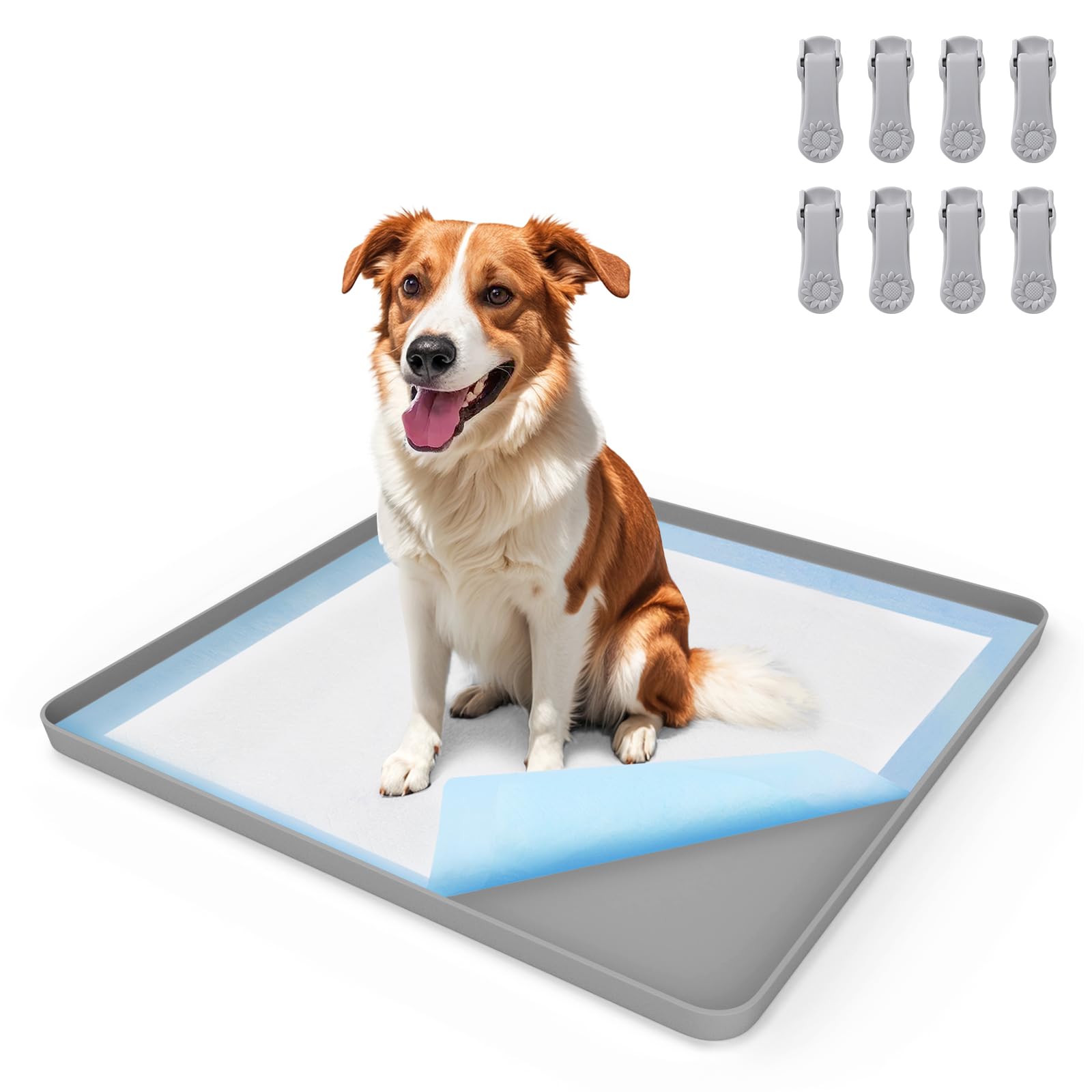VavoPaw Pee Pad Holder for Dog, 24    24 Puppy Pad Holder with Clamps, Raised Edges Leak-proof Dog Pee Pad Holder, Waterproof Si