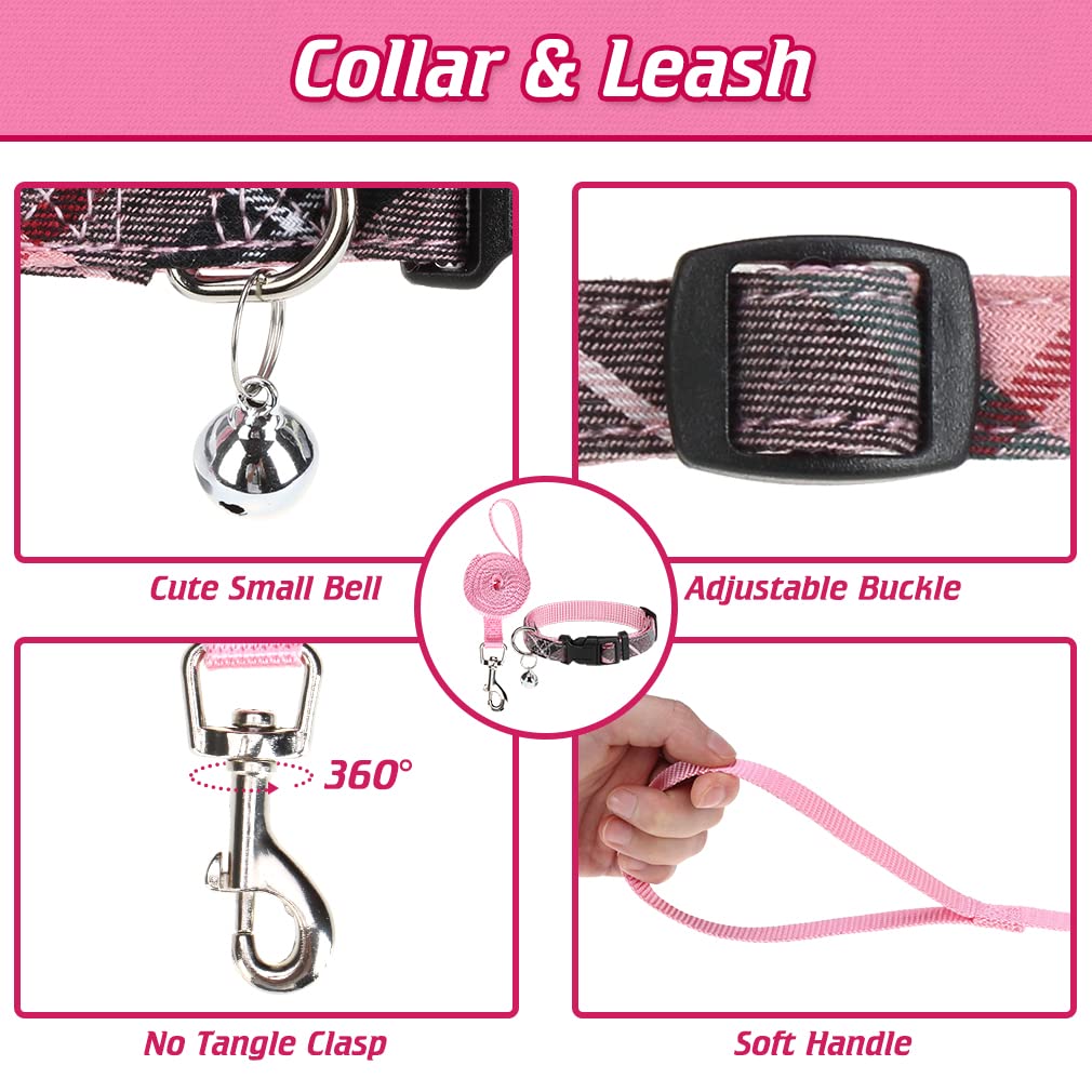 Expawlorer Dog Harness And Leash Set - Step In Dog Vest Harness No Pull With Bell Collar, Breathable Mesh Adjustable Puppy Small Dog Harness, Reflective Escape-Proof For Training Outdoor Walking