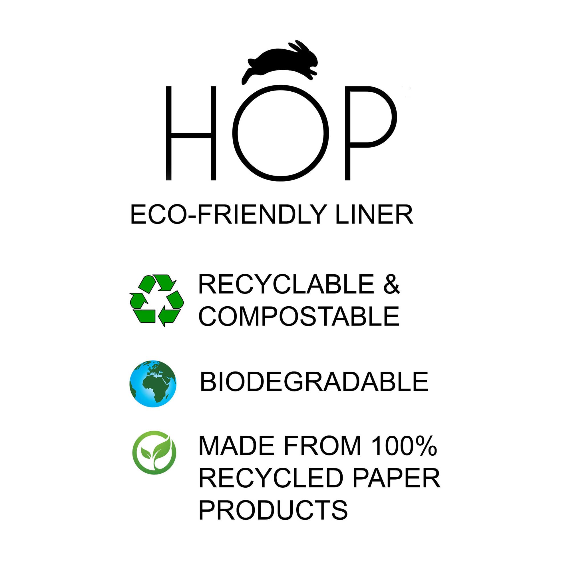 Hop Disposable Litter Box Liner For Rabbits, Cats, Guinea Pigs, Chinchicalls. Travel-Friendly, Large, Biodegradable, Sturdy, Lea