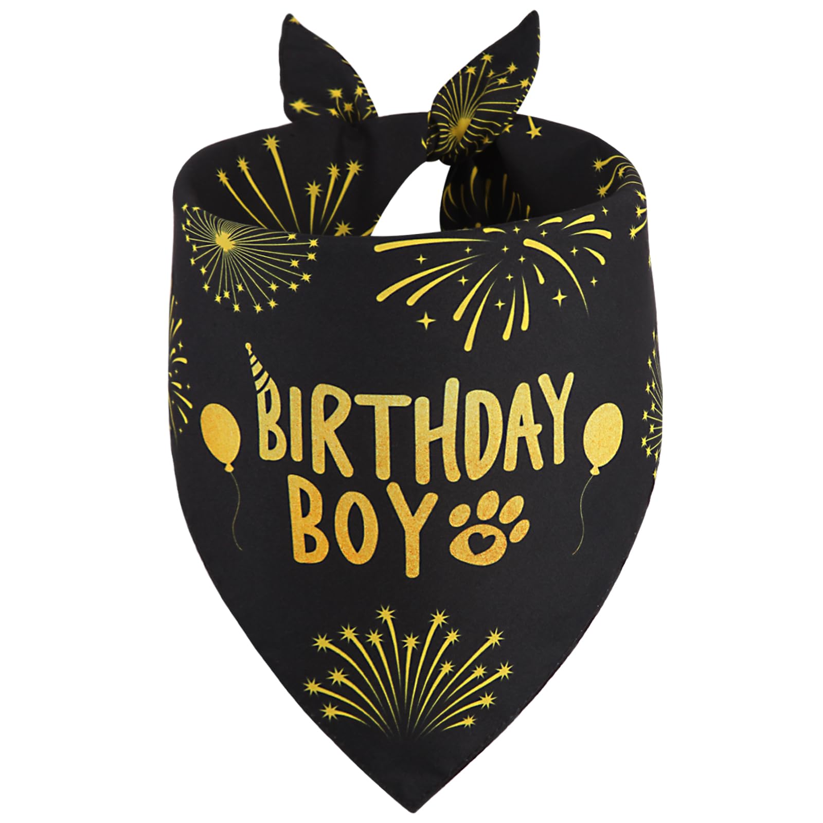 Ququle Dog Birthday Bandana Boy Black Large 1Pcs, Durable Triangle Reversible Scarf Bibs Handkerchief For Puppy Pet