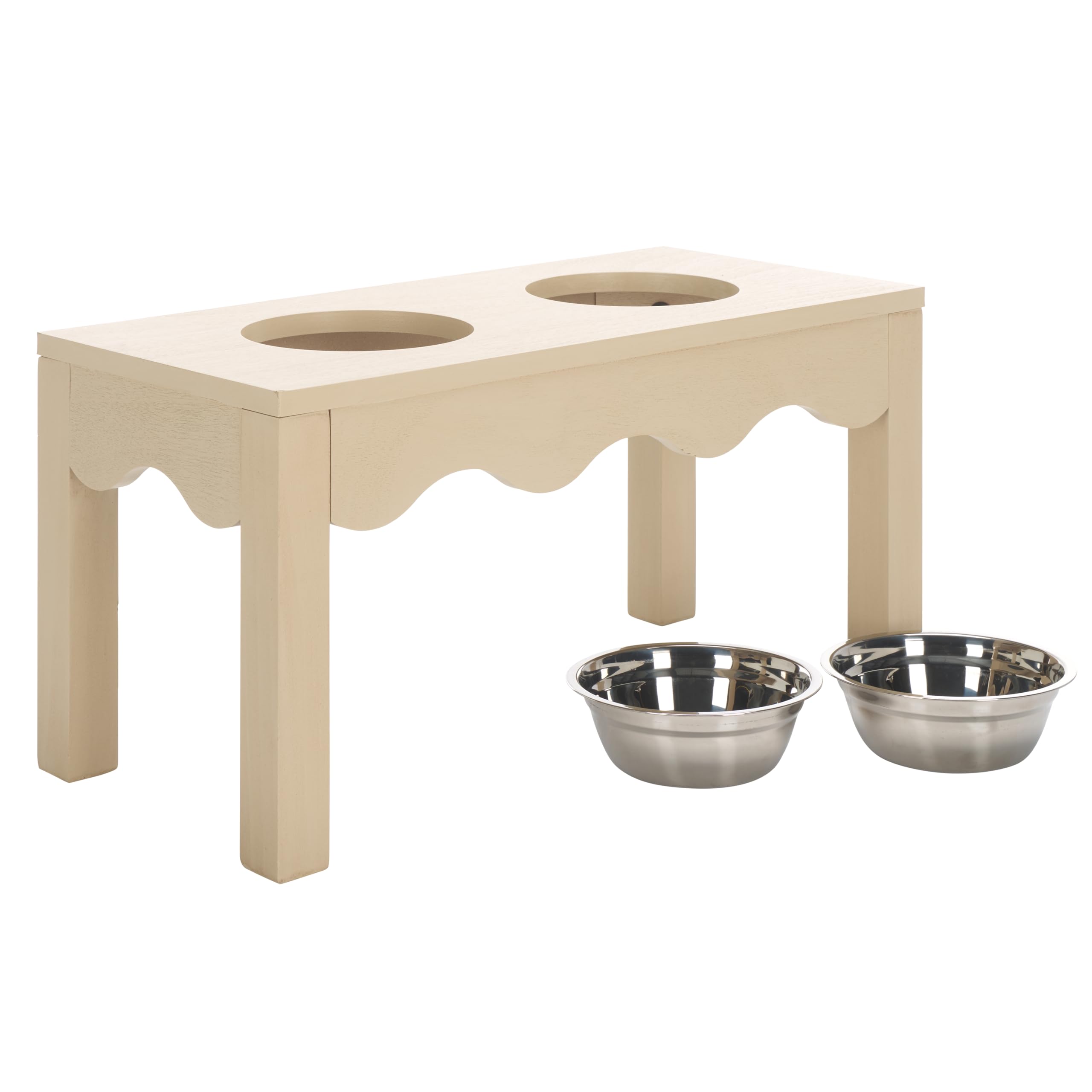 SAFAVIEH Home Collection Lilith Natural Brown Elevated Raised Pet Feeder Dog Bowl Stand