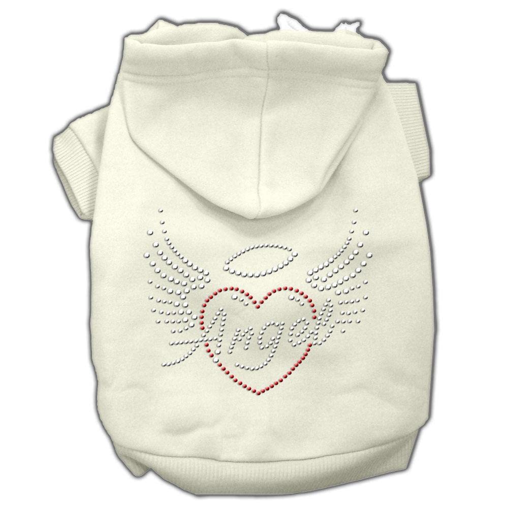 Mirage Pet Products 12&quot; Angel Heart Rhinestone Hoodies, Medium, Cream