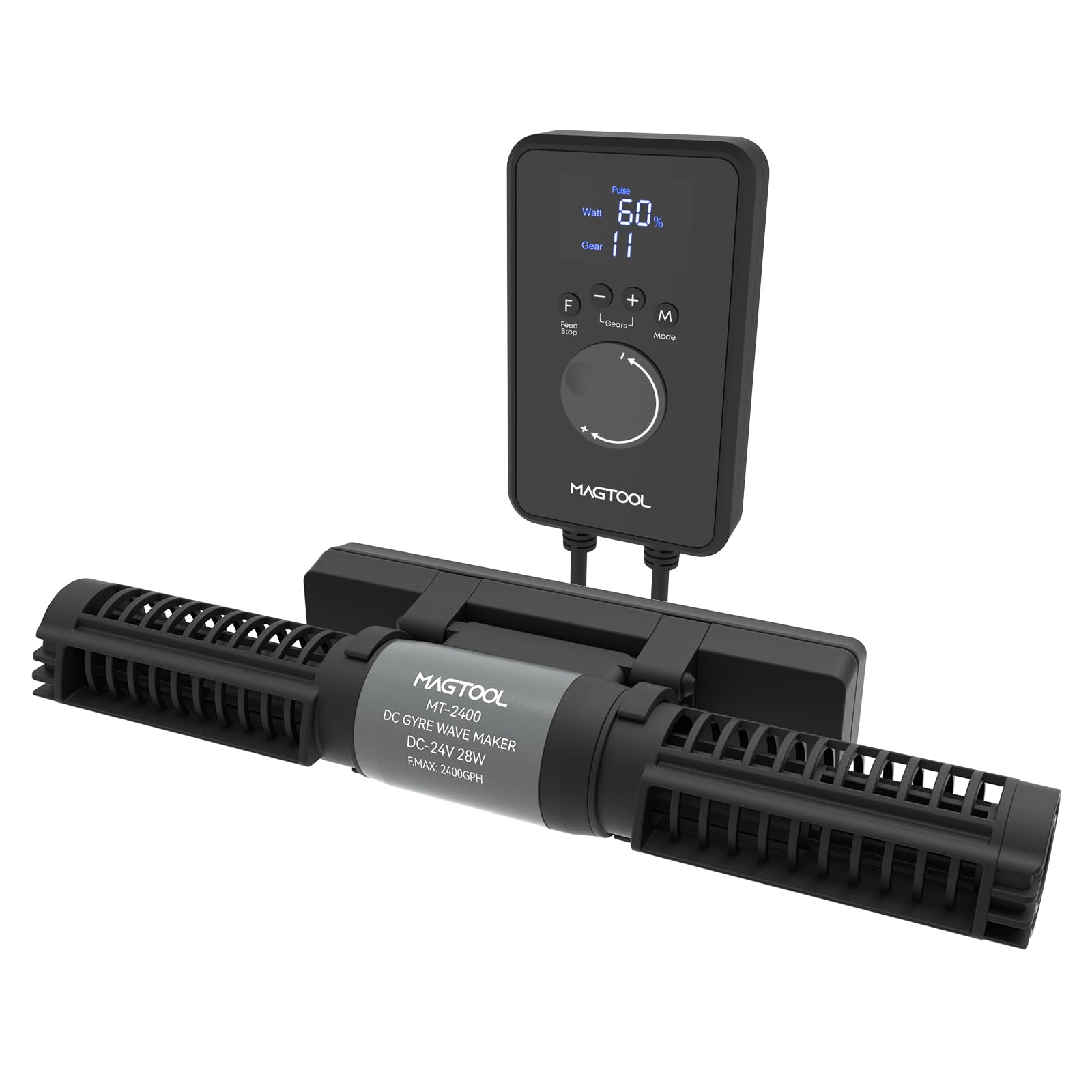 MagTool Wave Maker for Aquarium, Gyre Wavemaker, 1600-4200GPH Adjustable Cross Flow Wave Maker with Sine Wave Tech(MT-2400)