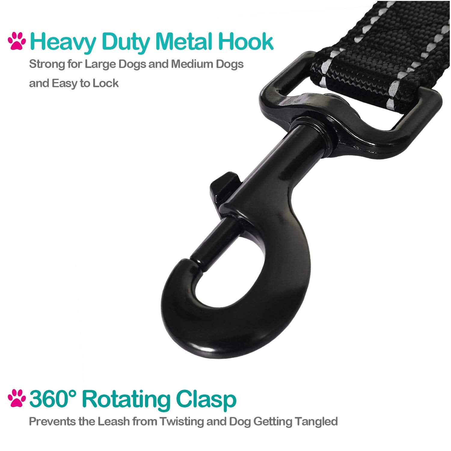 Short Dog Leash - Traffic Padded Handle - Heavy Duty - Short Nylon Dog Lead for Training Control - Reflective Threads Pet Leashe