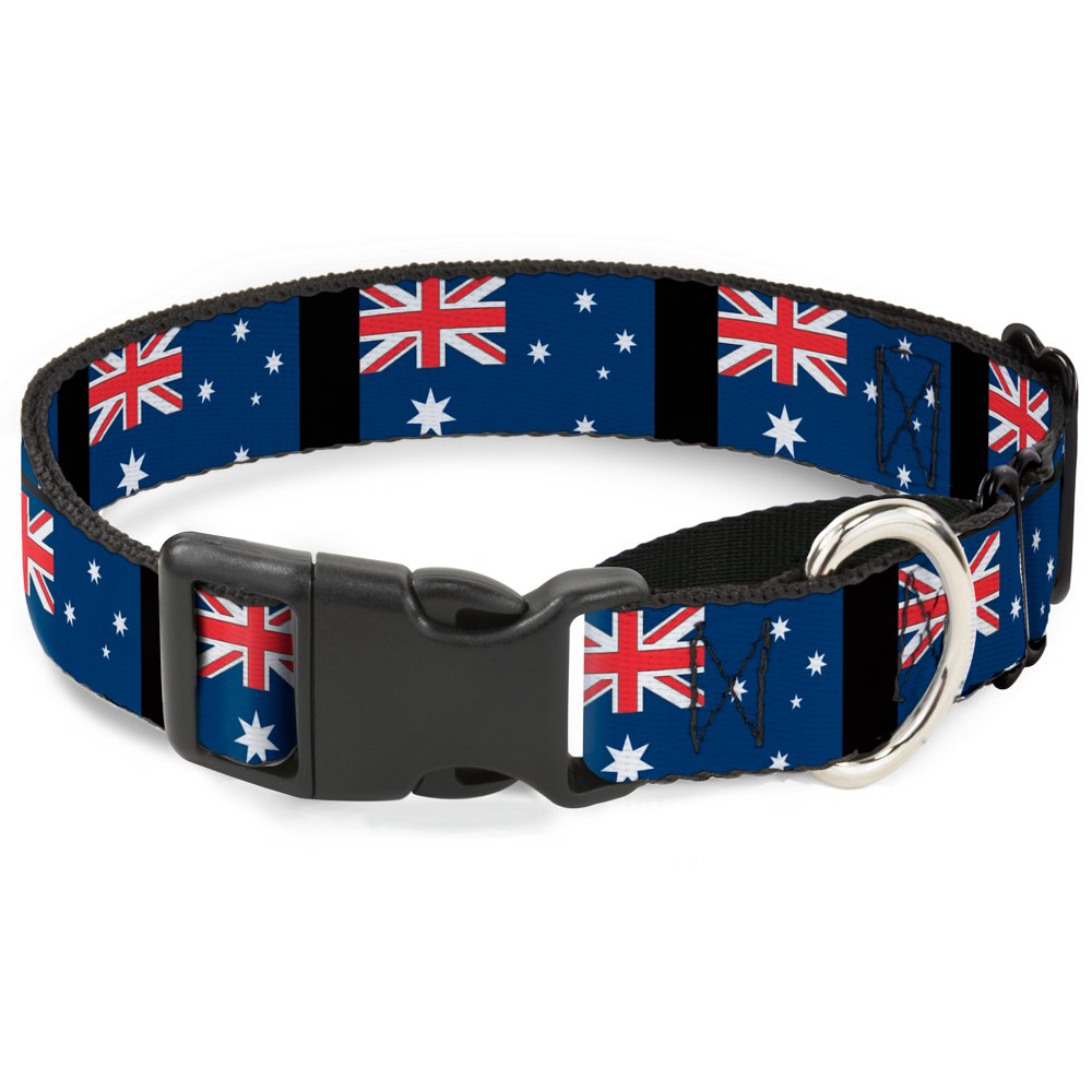 Buckle-Down Australia Flags Martingale Dog Collar, 1' Wide-Fits 11-17' Neck-Medium