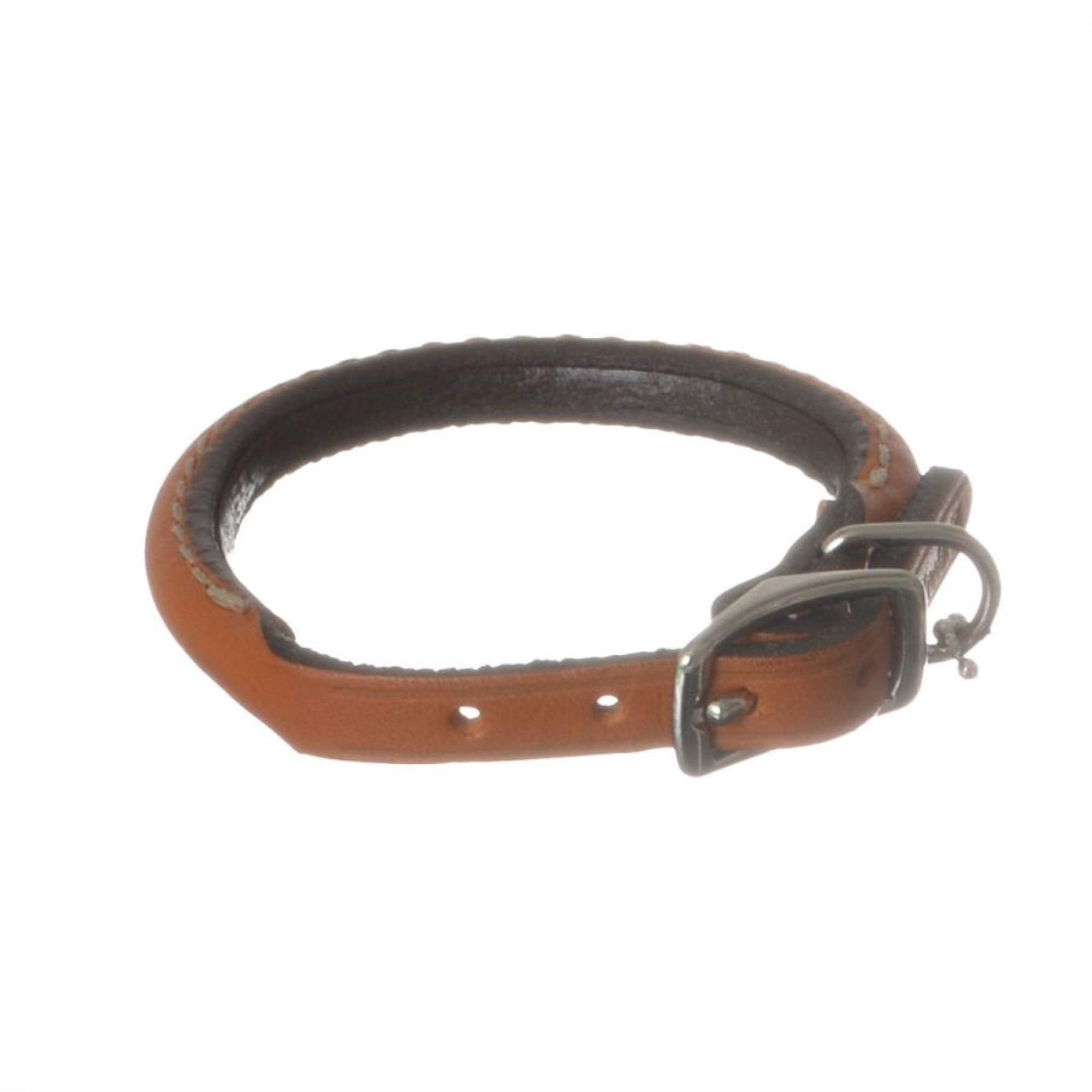 Pet 0.4' W Leather Round Collar Size: 0.8' W X 18' D, Color: Tan