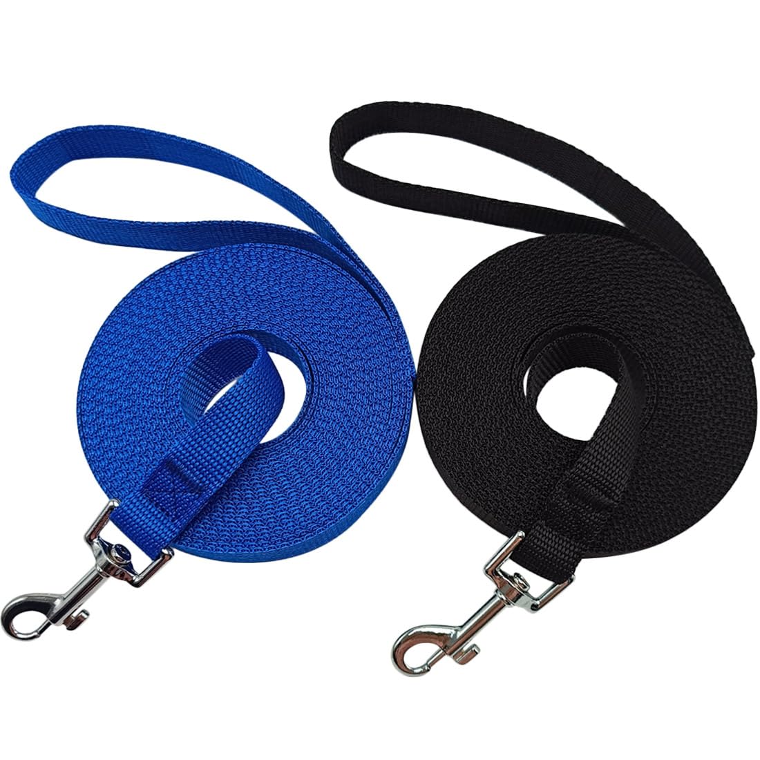 Wyuze 2 Pack Flat Nylon Dog Leashes, 6/10/20/30 Ft Long Recall Dog Training Lead, 3/4 Inch Wide Traditional Leash For Small Medi
