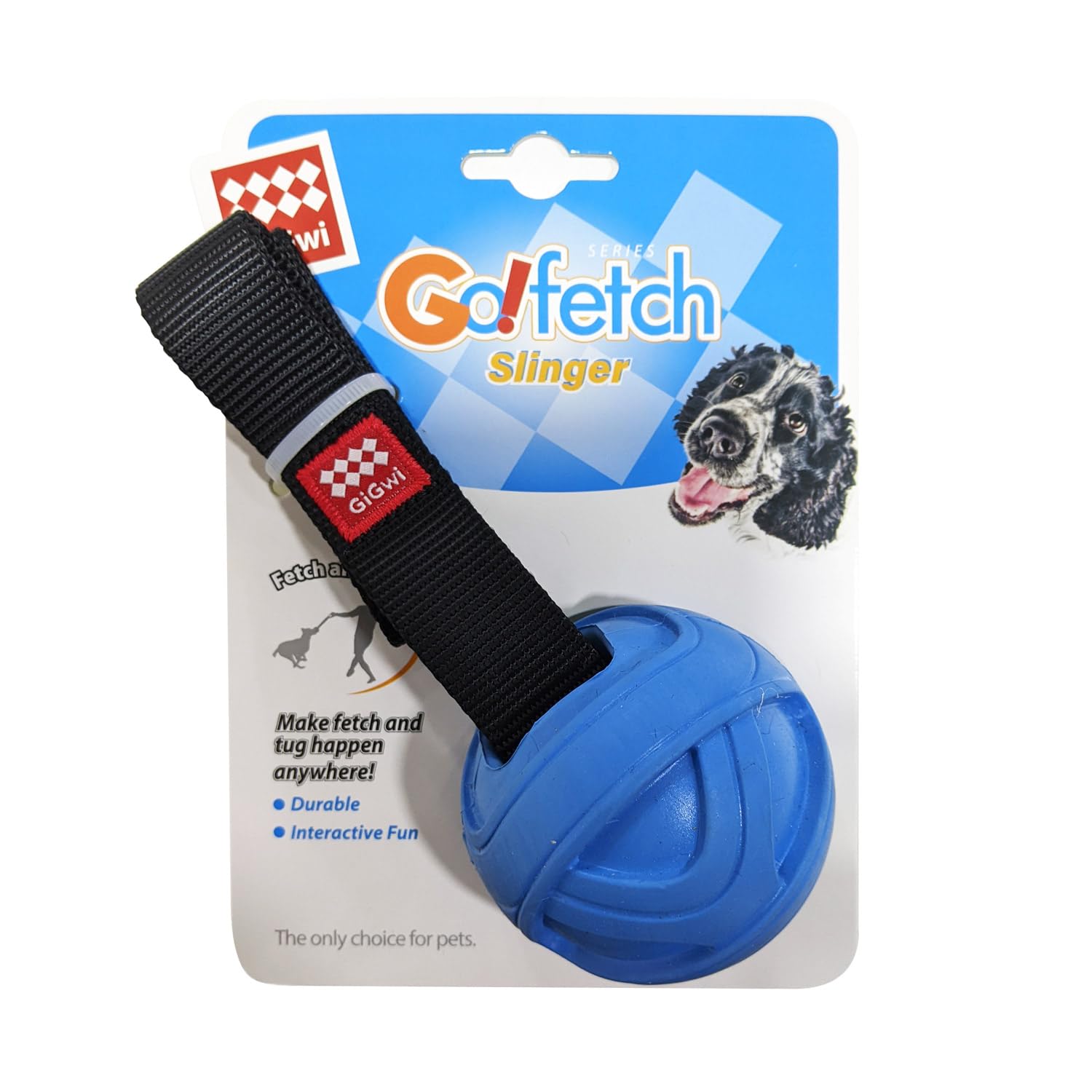 Gigwi Go! Fetch Slinger Ball For Dogs, Durable Fetch Toy For Tough Chewers, Sturdy Nylon Handle For Tug, Training, Throwing, Pro