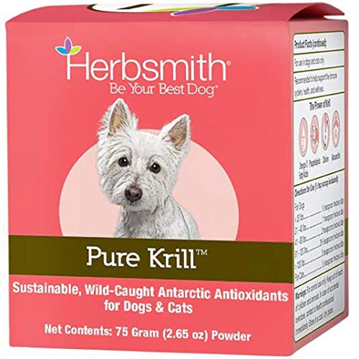 Herbsmith Pure Krill - Wild-Caught Antarctic Krill - Just 1 Ingredient - Astaxanthin for Dogs - Ready-to-Use Omega 3s - Alternat