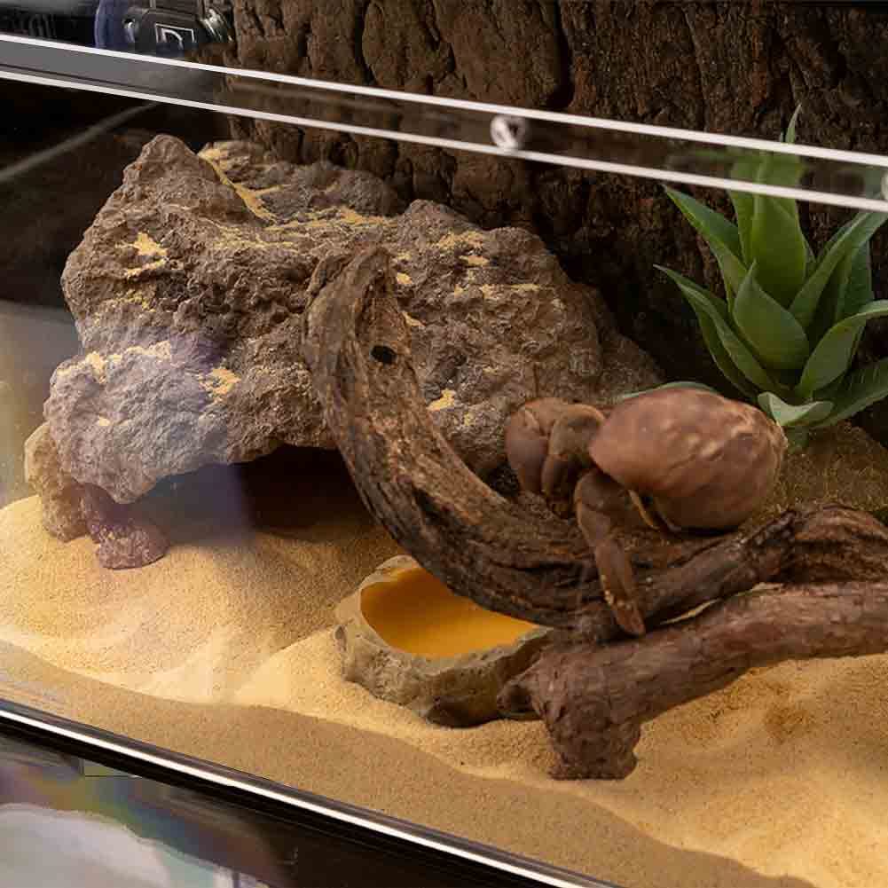 LUCOSIU Reptile Simulation Rock Cave Hideouts Terrarium Habitat D  cor Bearded Dragon Hideout for Turtles Lizards Snakes Crab (L
