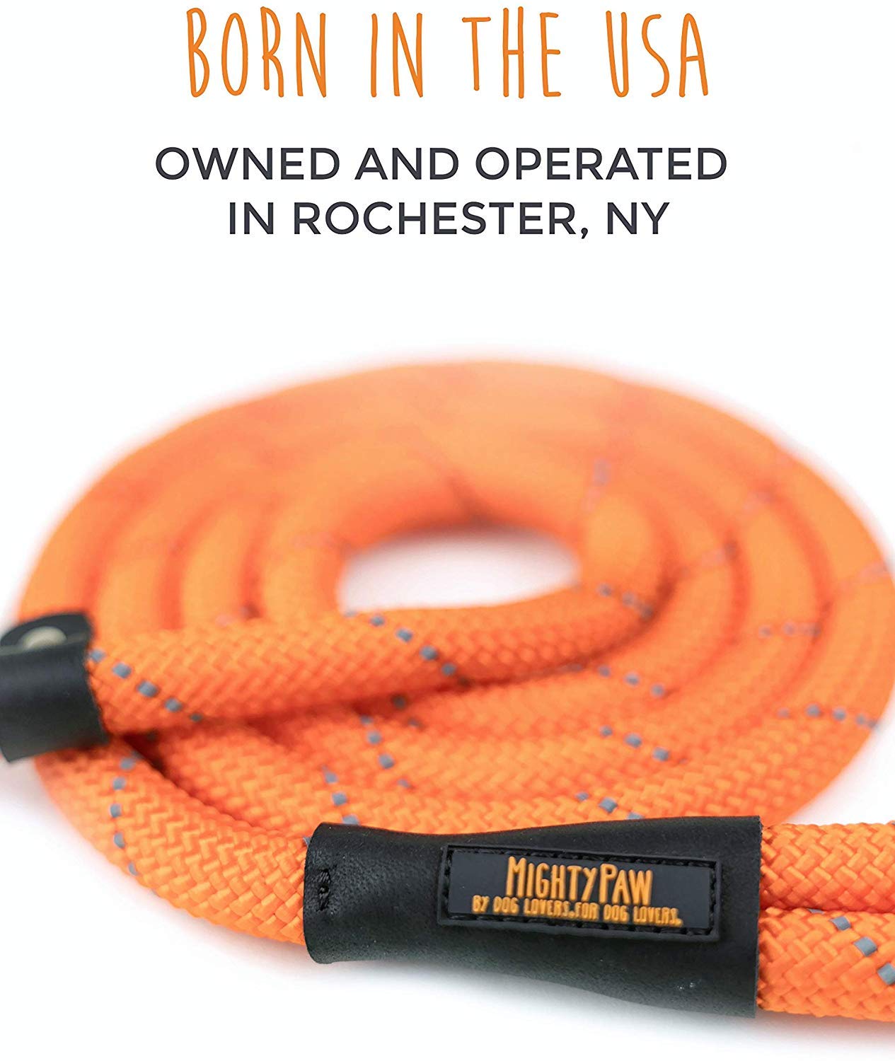 Mighty Paw 6' Slip Dog Leash - Gentle Correction With No More Pulling - Rock Climbers Rope For Ultimate Strength - Universal Design - One Size Fits All - Control When You Need It - Reflective Thread