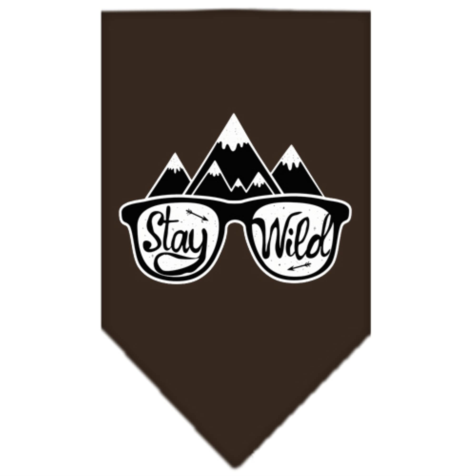 Dog Bandana Screen Printed, &quot;Stay Wild&quot; Cocoa Small