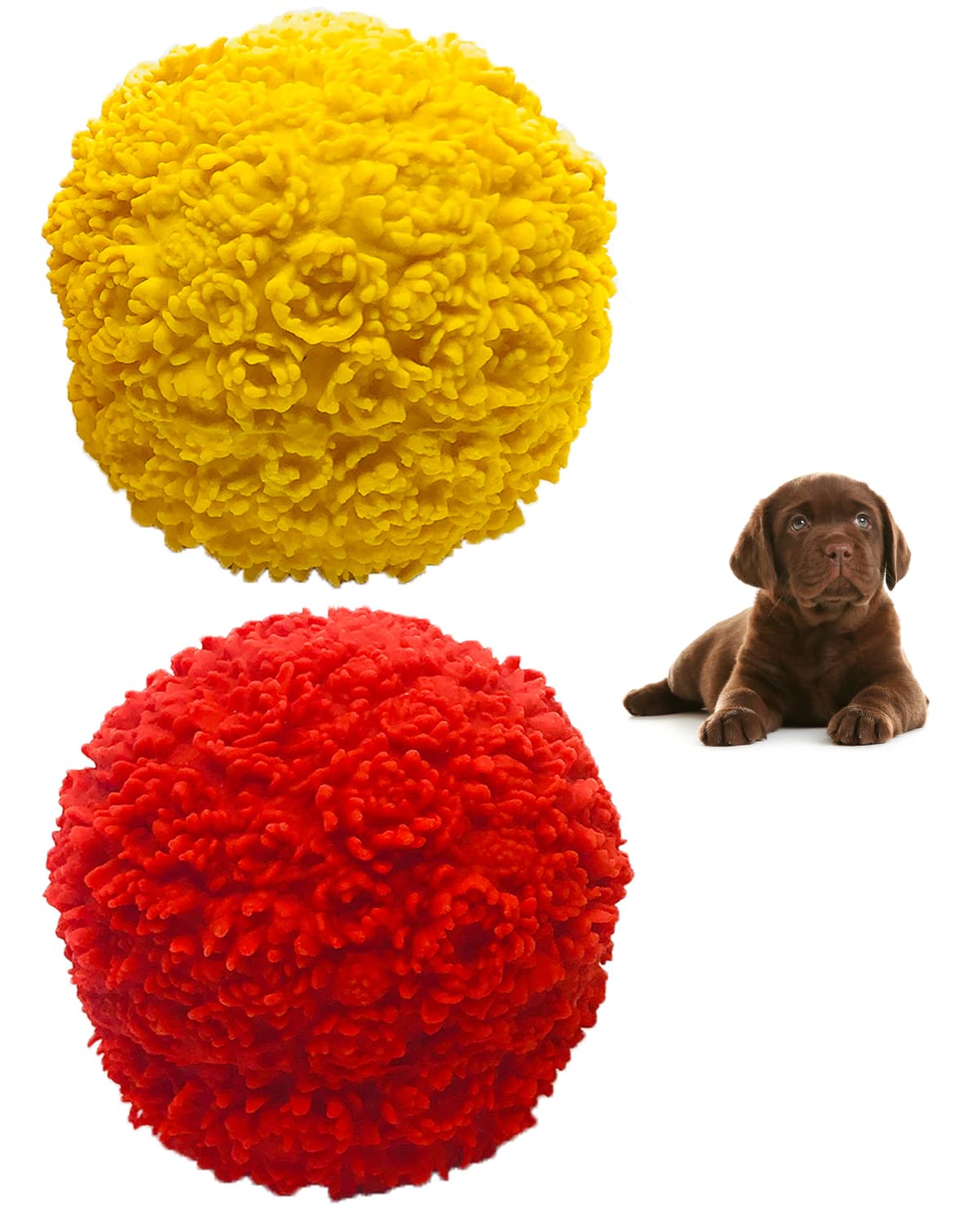 Set Of 2 Squeaky Rubber Balls For Puppies - 3' - Sensory Dog Toys - Soft Natural Rubber (Latex) - Puppies Small Breeds - Comply With Same Safety Standards As Baby Toys
