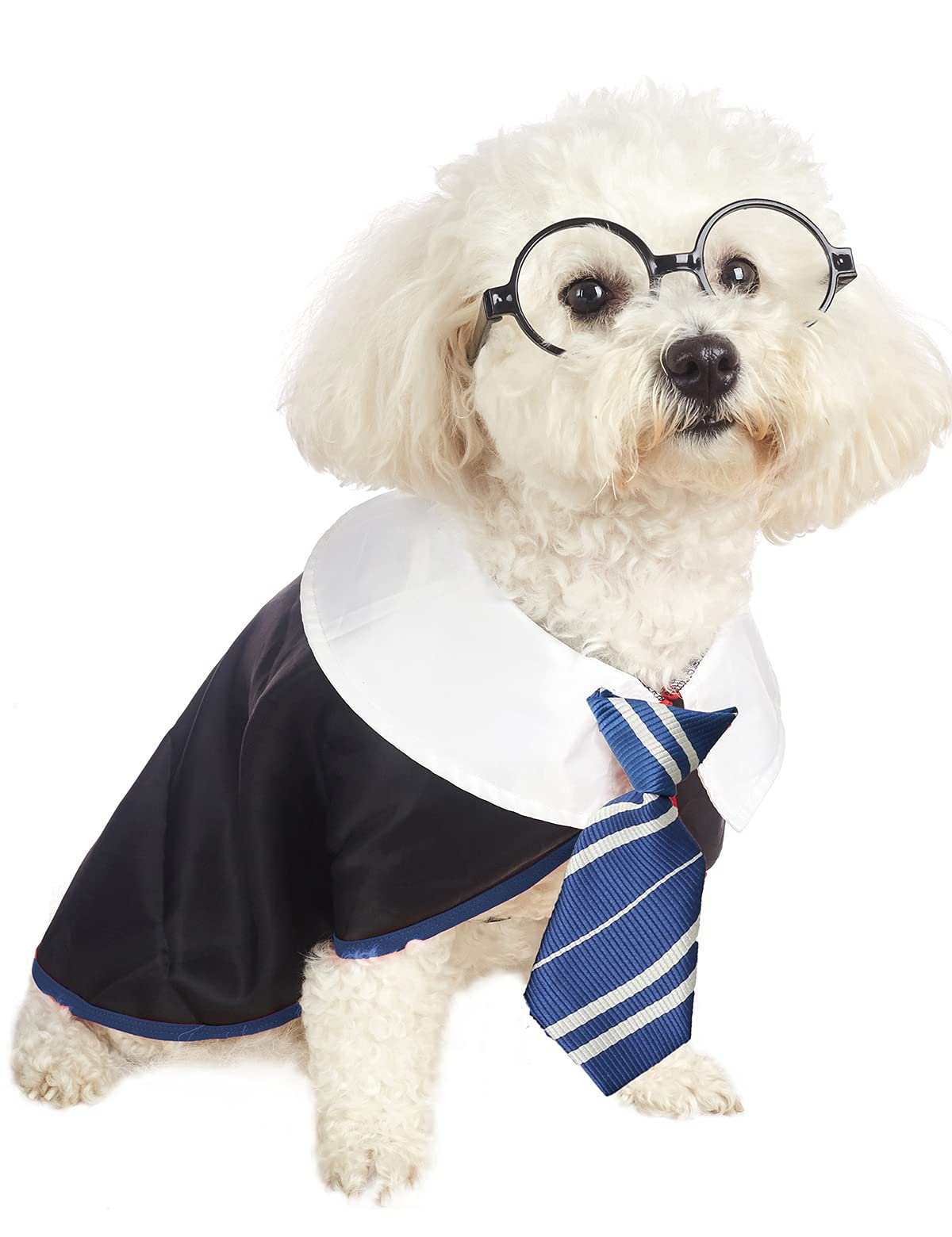 Impoosy Pet Halloween Dog Shirts Funny Cat Wizard Costume Cute Apparel Soft Clothes With Glasses (Small,Neck:12')