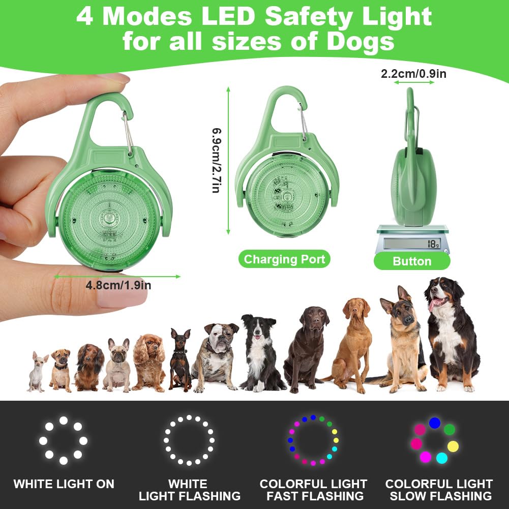 Auauy 2 Pack Led Dog Collar Light, 4 Modes Usb Rechargeable Light Up Dog Collar Light, Ip68 Waterproof Pet Collar Light, Led Saf