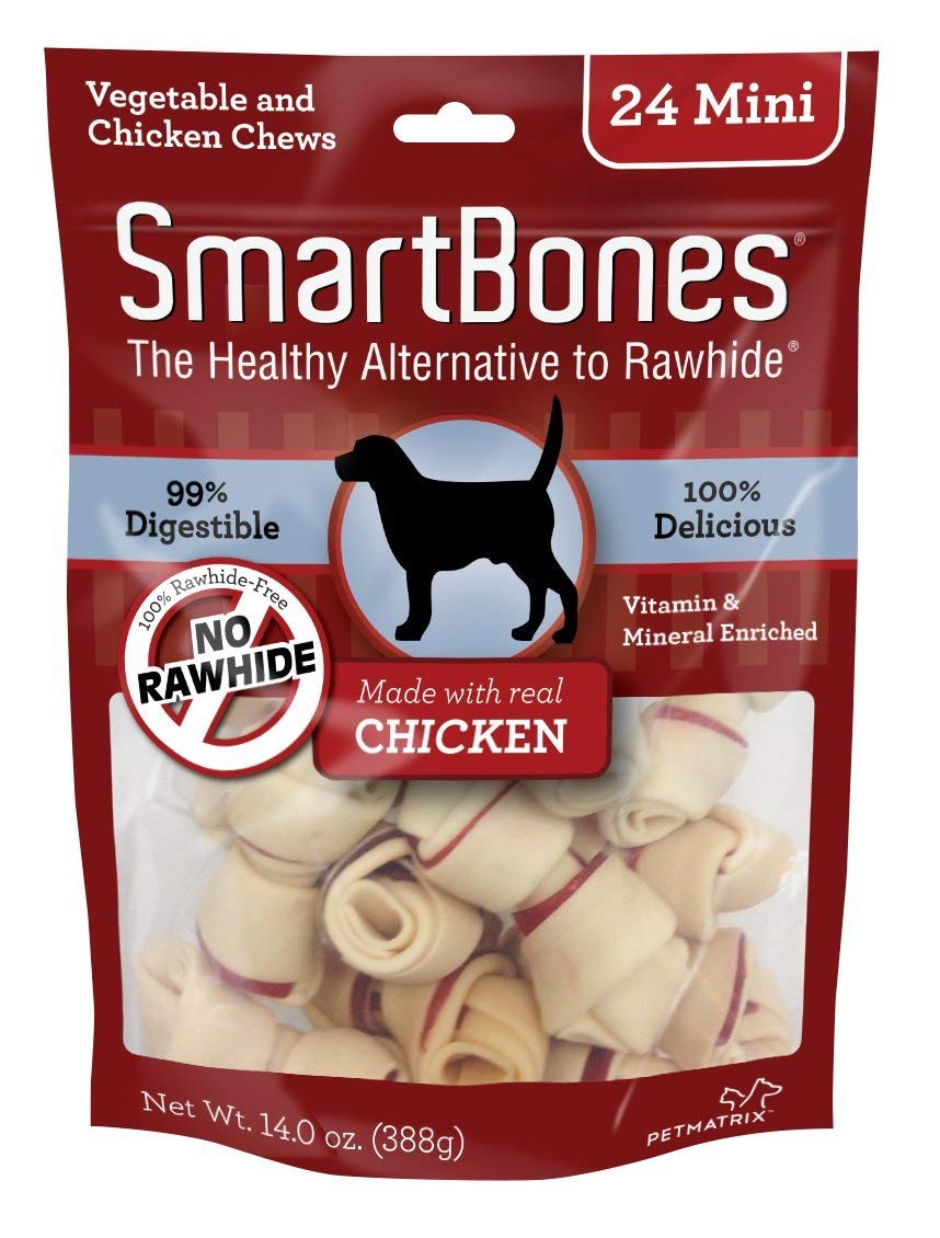 Smartbones Mini Chews With Real Chicken 24 Count, Rawhide-Freechews For Dogs