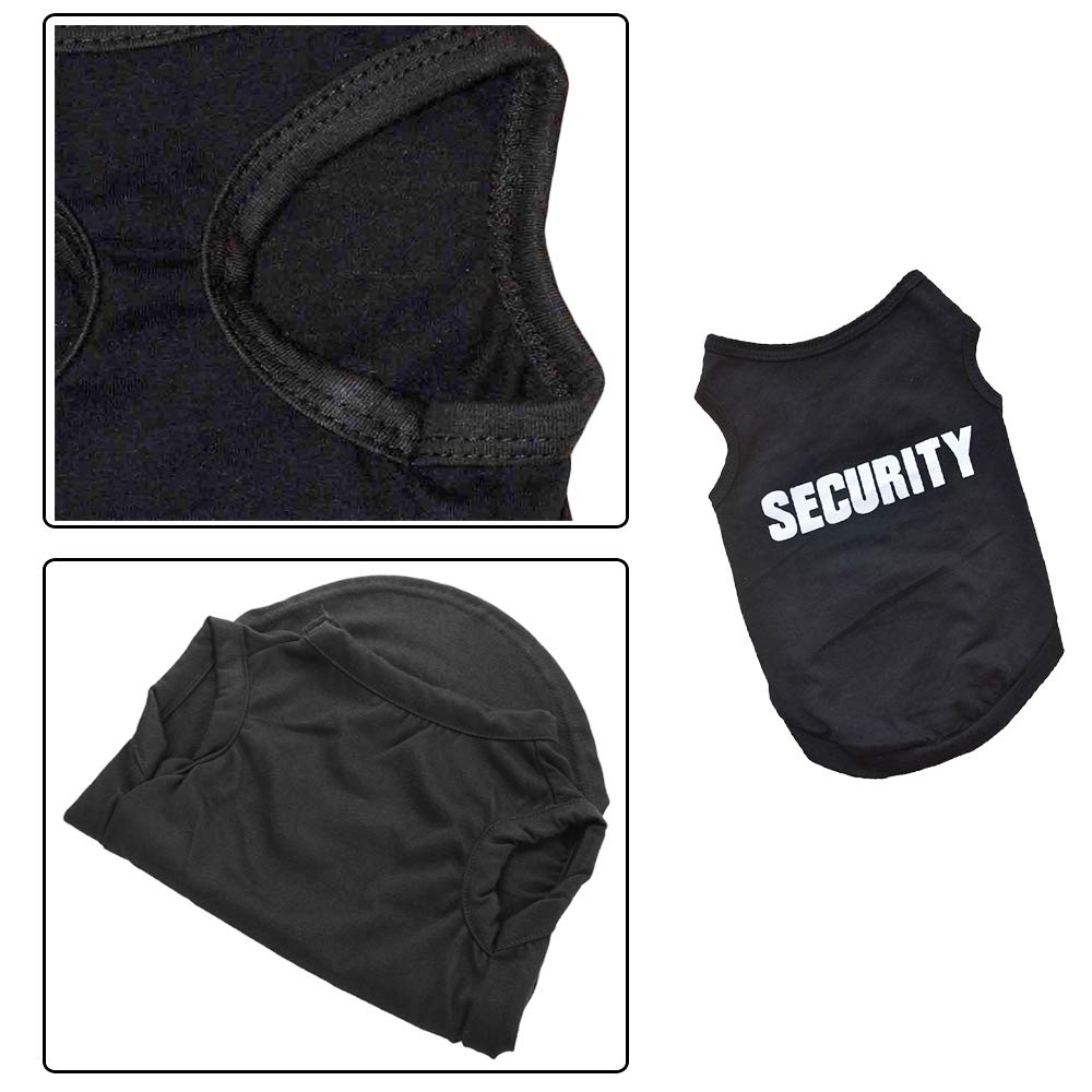 2Pack Dog Security Costume Cotton Dog Shirt For Small Dog Boy Pet Clothes Boss/Security Puppy Black Vest T-Shirts Cat Top Tee Breathable Stretchy