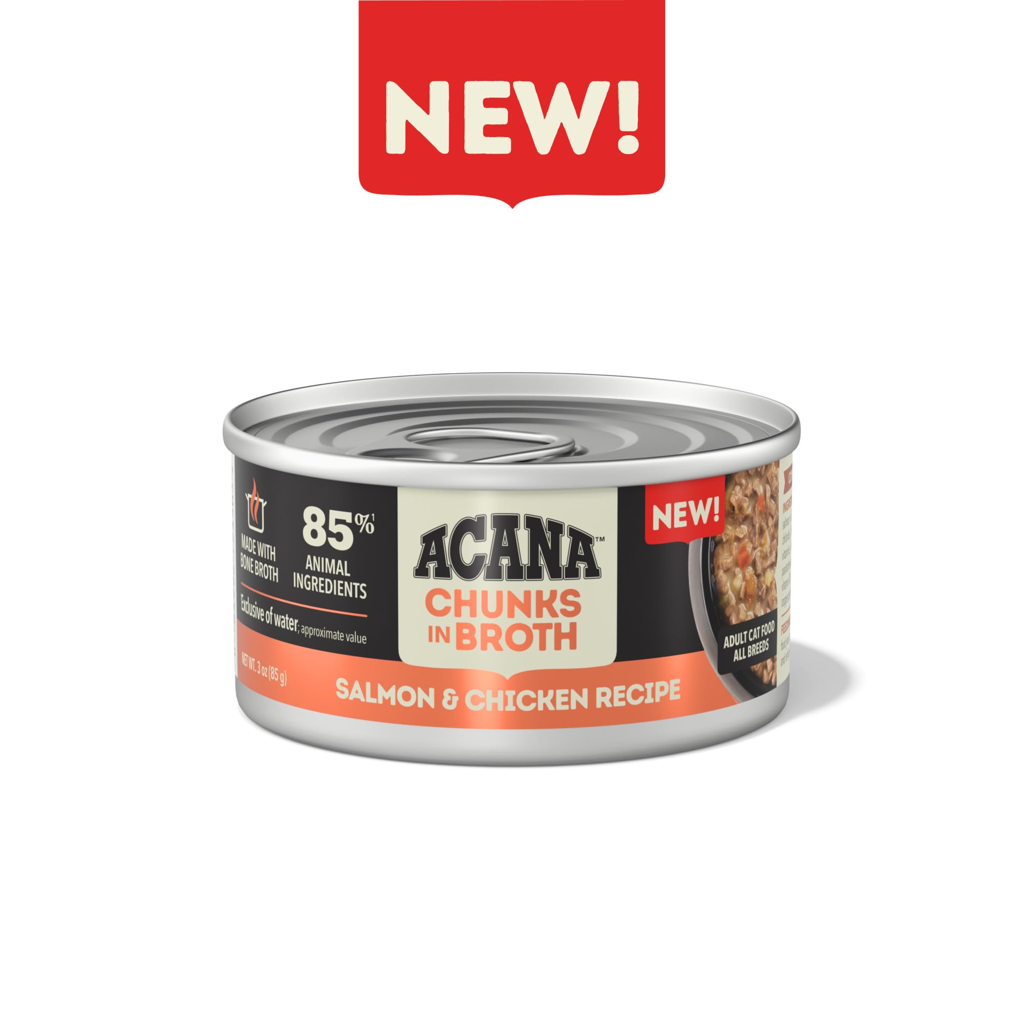 ACANA Chunks in Broth Wet Cat Food Salmon & Chicken Recipe 3oz Cans (12 Count)