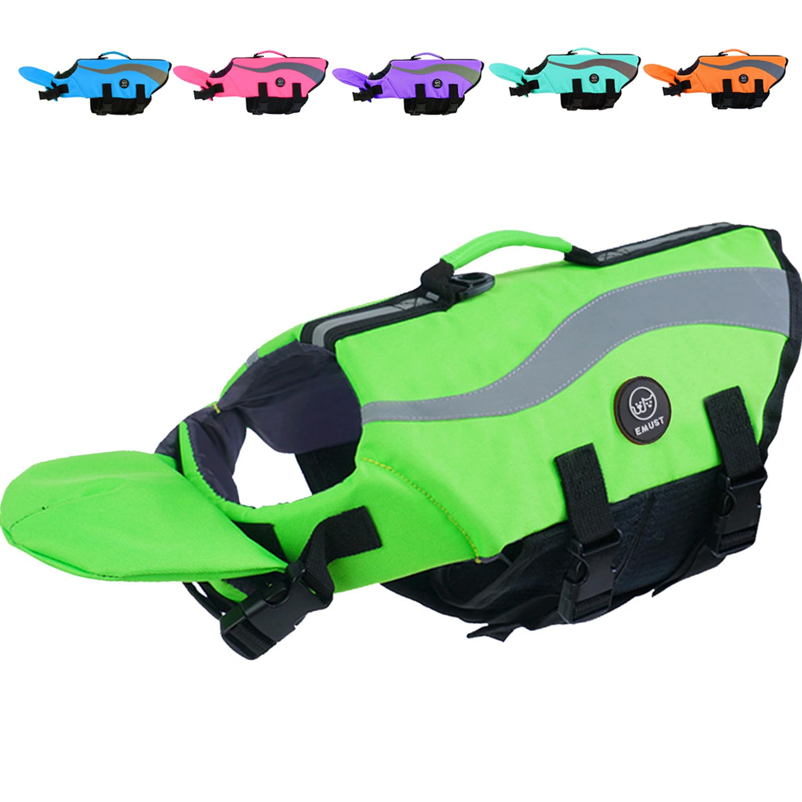 Emust Life Preserver For Dogs, Lightweight Small/Medium/Large, Xl Life Jacket For Swimming/Boat, Green