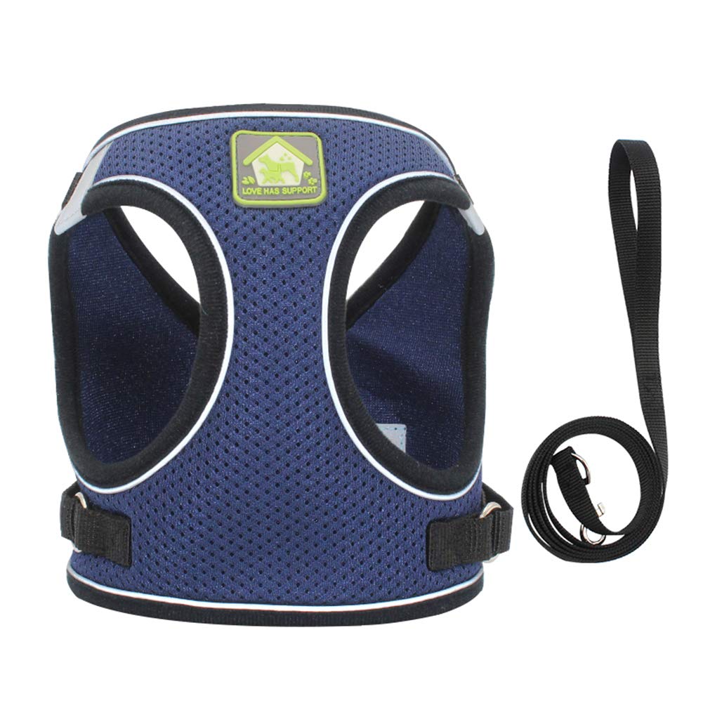 Feimax Dog & Cat Harness Set, No Pull, Reflective, Adjustable, Soft Mesh, Red, M (Chest 13.7-15.7'')