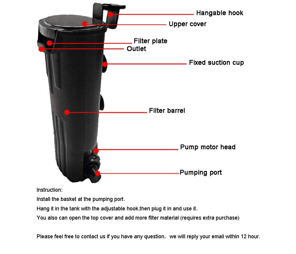 Londafish Turtle Filter Water Submersible Filter For Turtle Tank/Aquarium 600L/H Filtration Low Water Level Filter