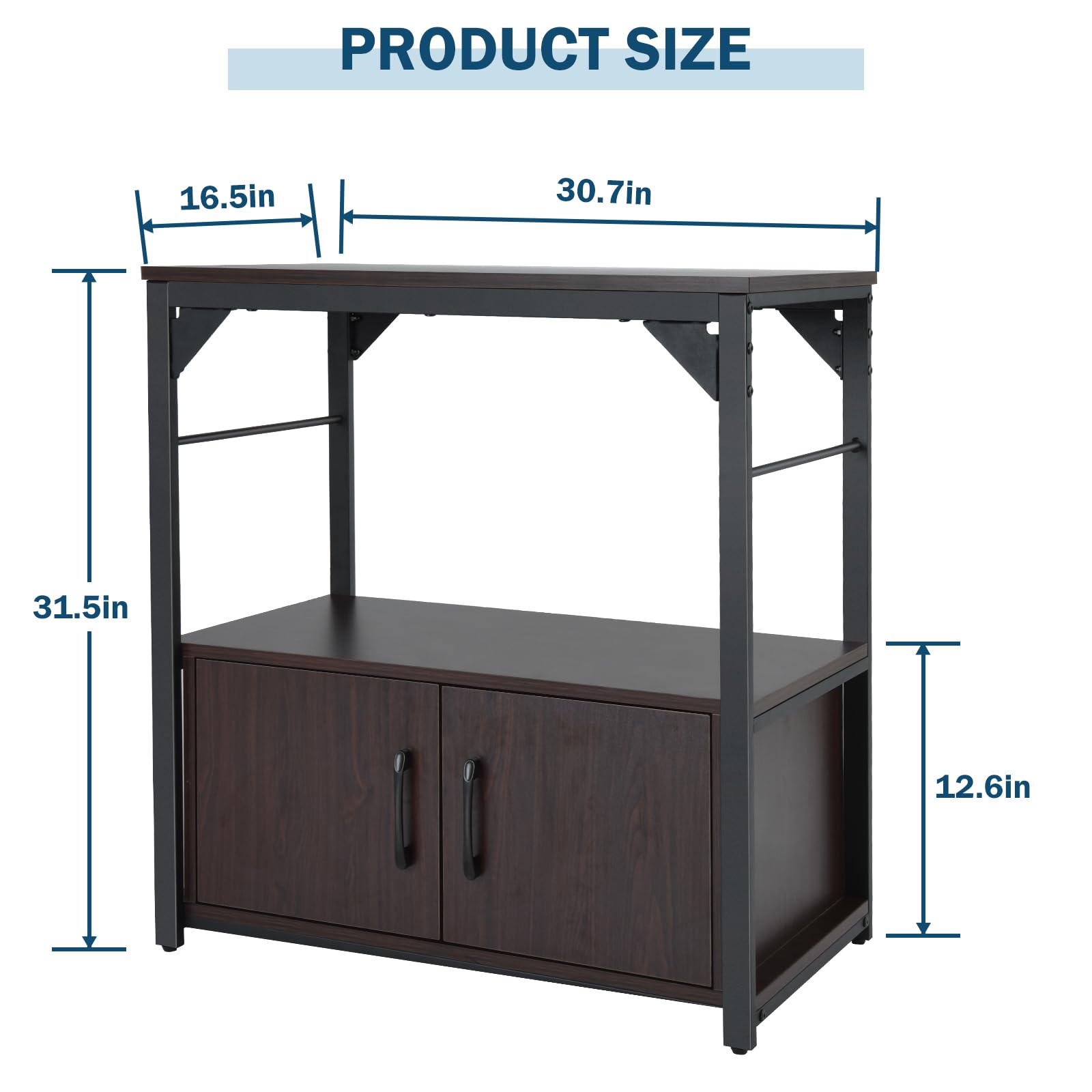 Metal Frame Aquarium Stand with Storage Cabinet - 29 Gallon Fish Tank Stand, 550LBS Capacity Walnut 30.7 L*16.5 W Tabletop