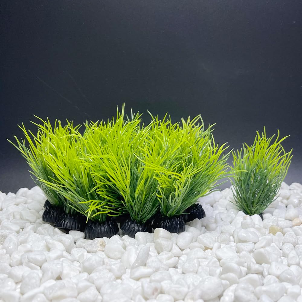 Smoothedo-Pets Aquarium Plants Fish Tank Decorations 20Pcs Small Size/2Inch Tall Plastic Artificial Plant Goldfish Waterscape Fish Hides Mini Grass Set (Green-Dark)