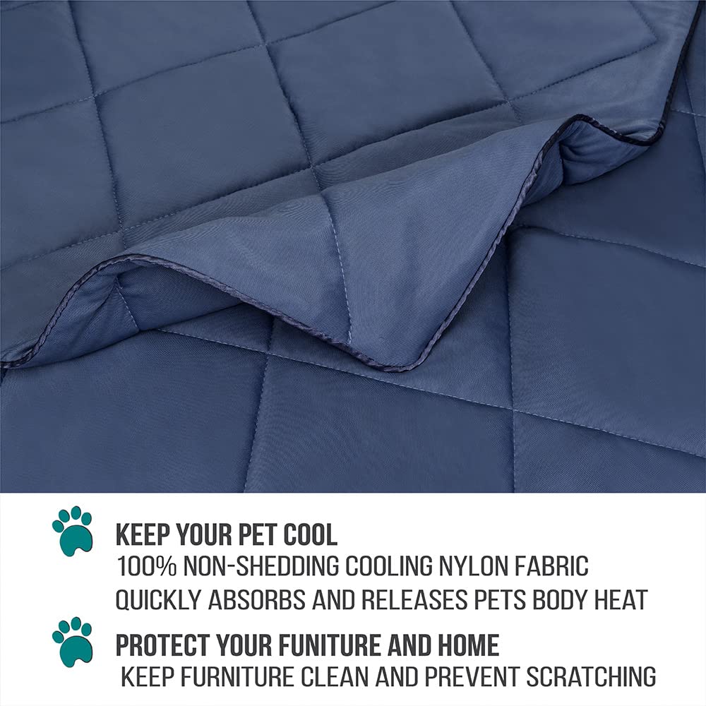 Petami Premium Cooling Dog Blanket | Lightweight Fluffy Pet Throw Blanket Bed Cover For Dogs, Cat, Puppies | Pet Blanket Furniture Protector Couch Sofa | Reversible Fuzzy Cozy | 29X40, Navy Blue