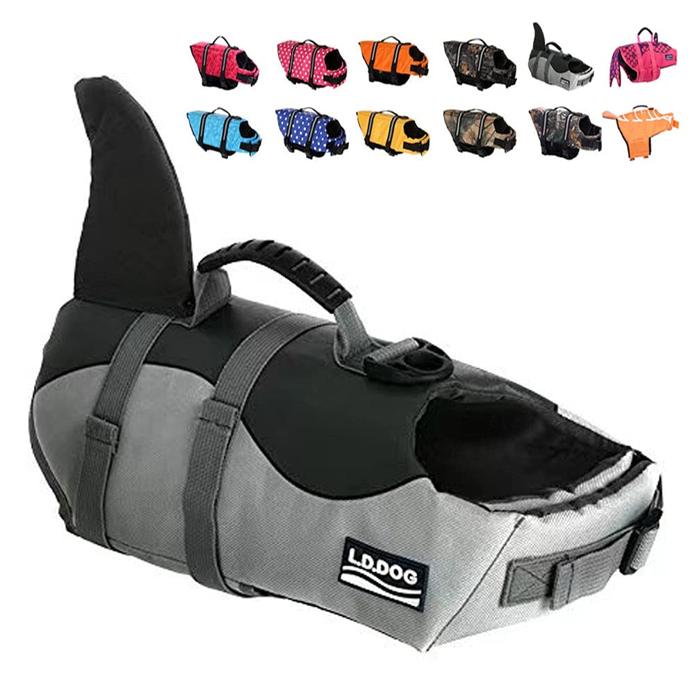 Haocoo Dog Life Jacket Vest Saver Safety Swimsuit Preserver With Reflective Stripes/Adjustable Belt For Dog (Xx-Large, Shark)