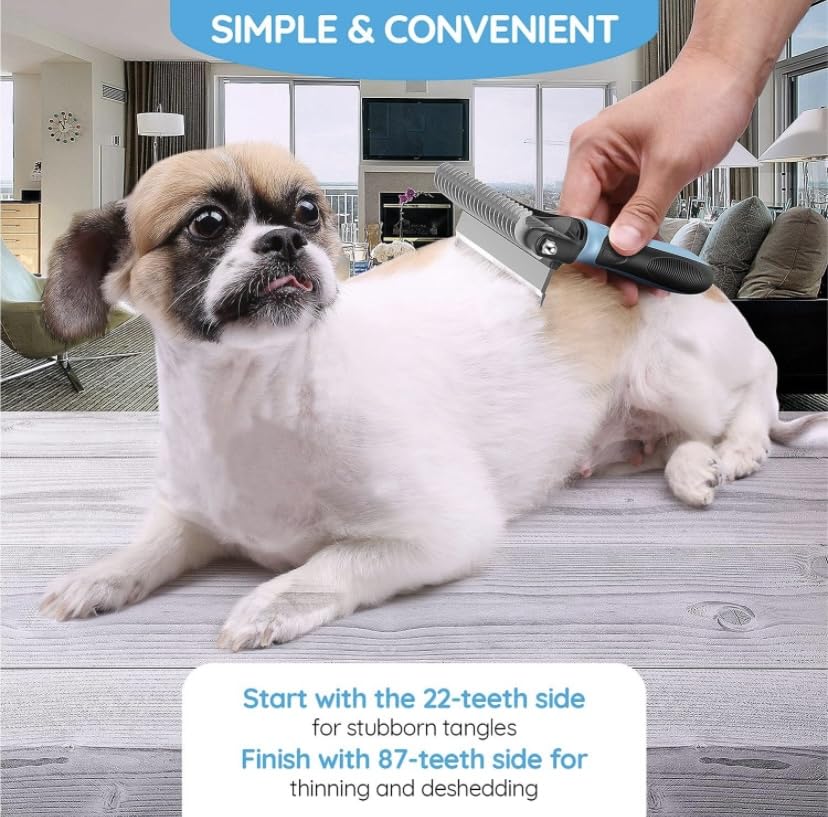 Dog Brush For Shedding & Cat Brushes For Indoor Cats - Double Coat Dog Brushes For Grooming - Hair Remover Pet Grooming Tools -