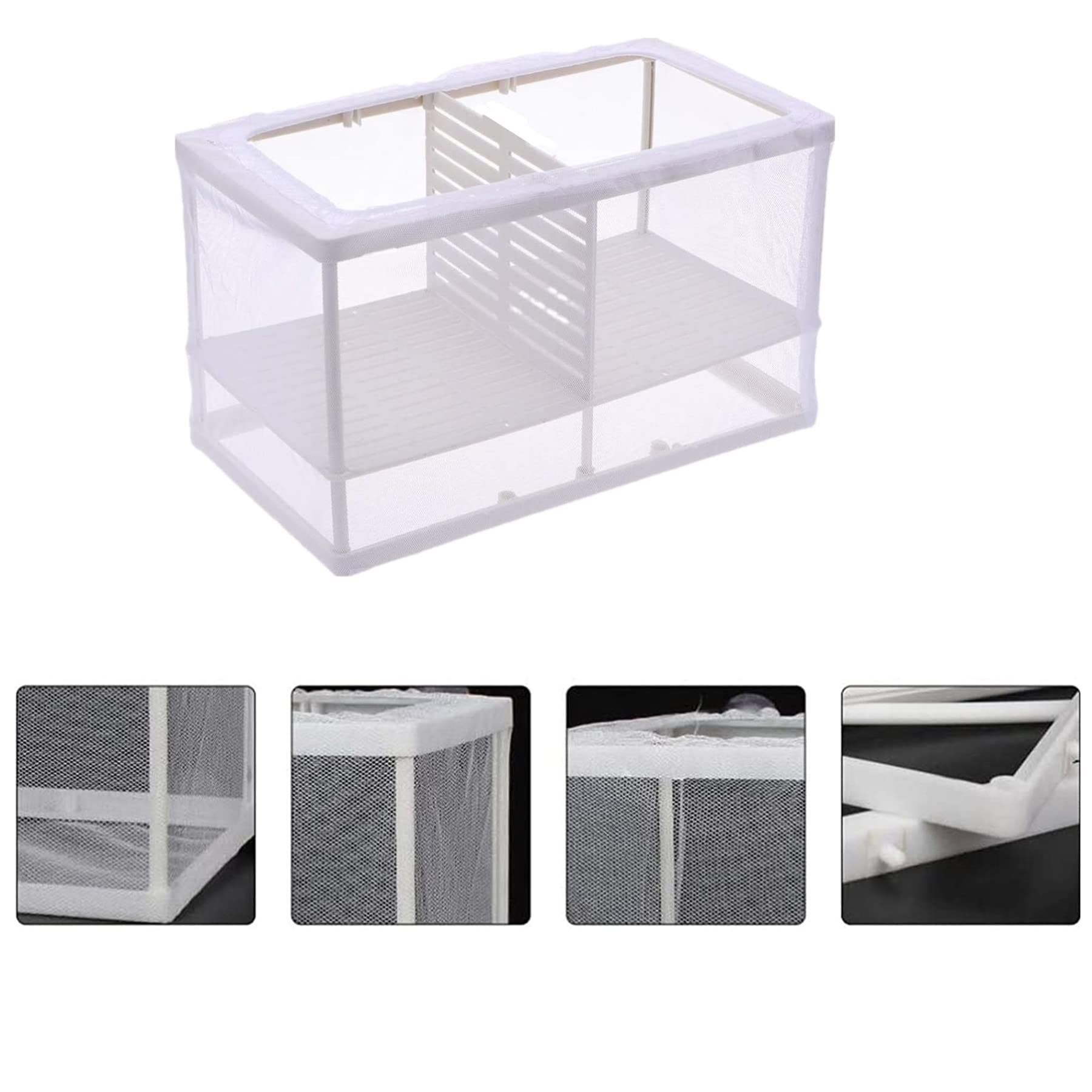 2 Pack Fish Tank Breeder Net Mesh Breeder Box, Aquarium Hatchery Breeder Box Separation Nettig, Plastic Frame Fish Breeding Box