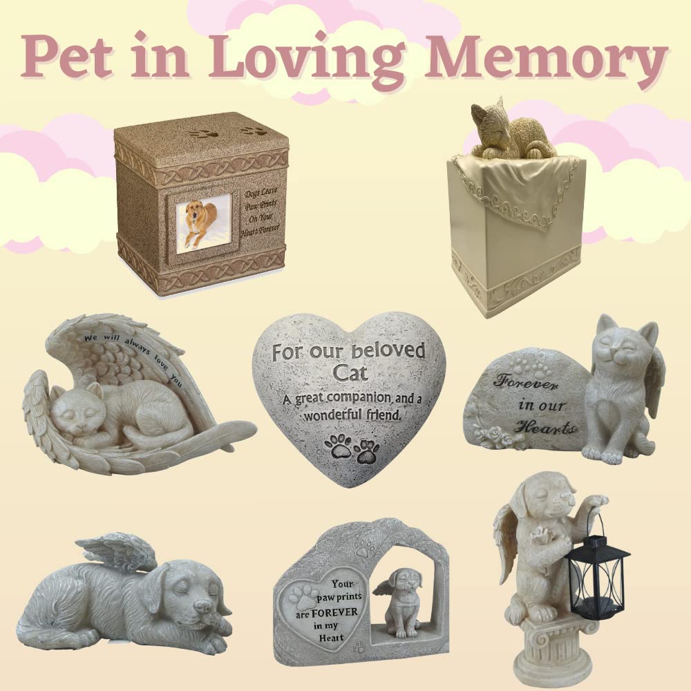 Comfy Hour Loving Memory Collection 7' Height Polyresin Memorial Dog Angel Pet Statue (Your Paw Prints Are Forever In My Heart), Handmade Light Gray, Stone Looking, For Your Home Or Garden