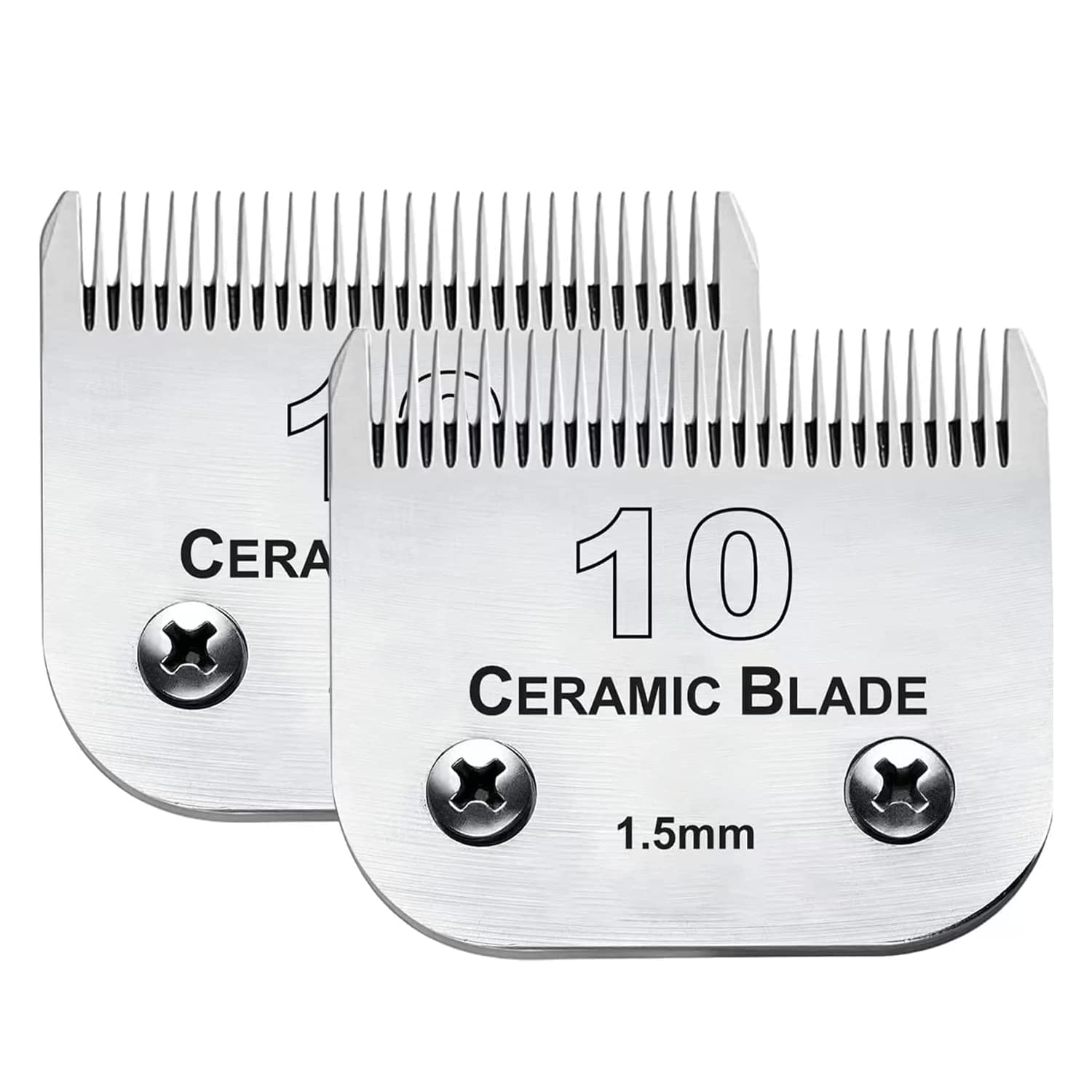 2Pc 10 Blade Dog Grooming Clipper Replacement Blades Compatible With Andis Dog Clippers,Detachable Ceramic Blade & Stainless Steel Blade,Size-10, 1/16-Inch Cut Length (64315)