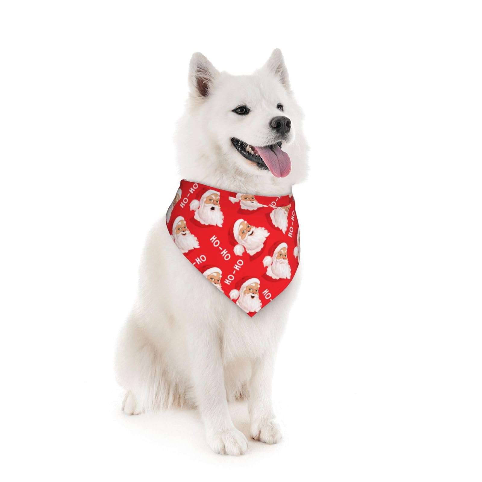 Merry Christmas Santa Claus Cute Dog Bandana Scarf Triangle Bibs Pet Accessories Cat Kerchief White23 One Size