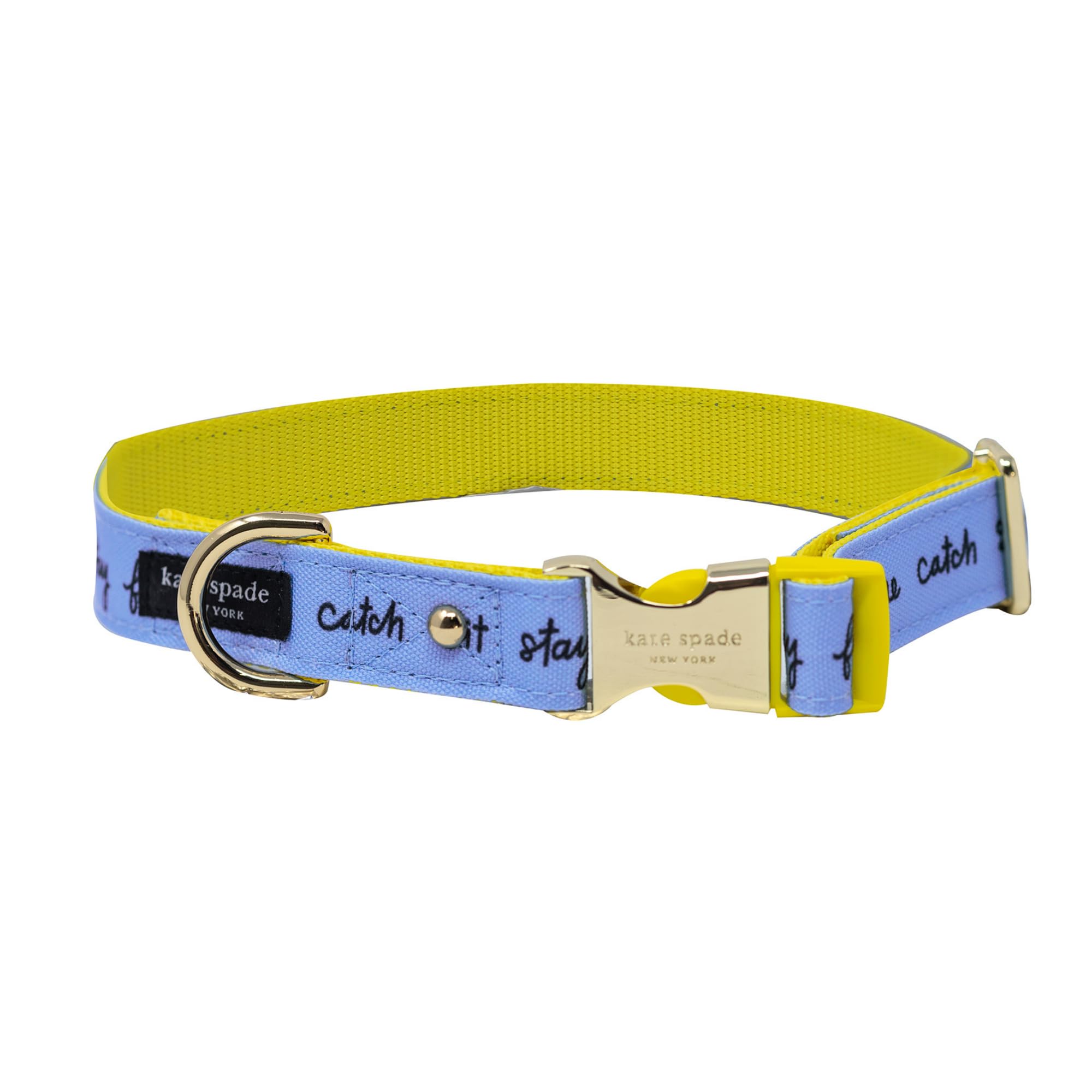 Kate Spade New York Cute Dog Collar With Gold Metal Details & Plastic Buckle, 15' To 22    Adjustable Dog Collar For Female Or 