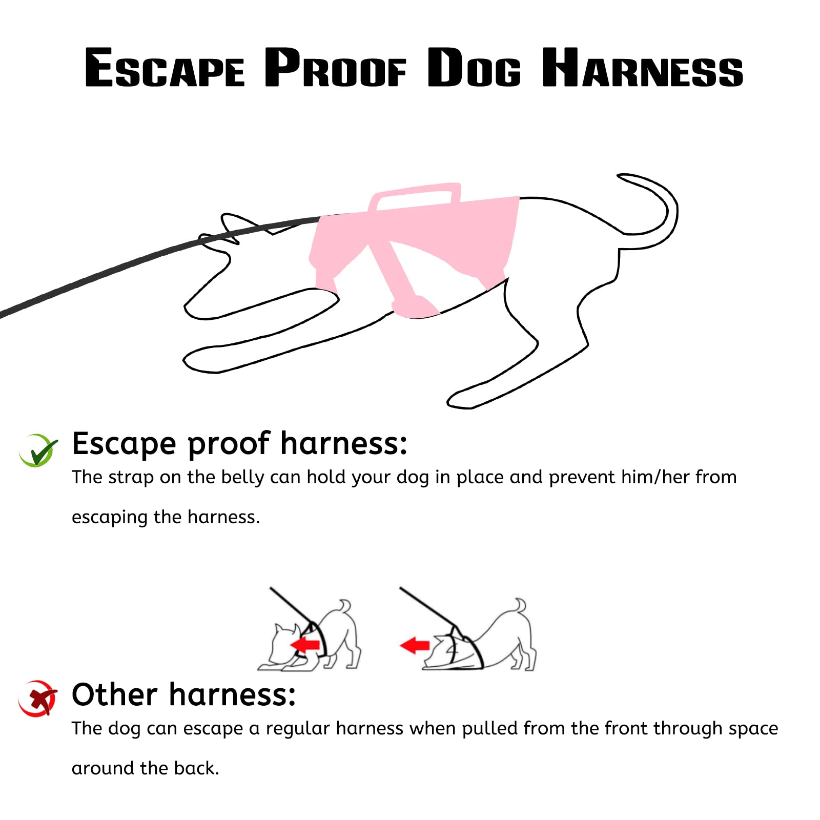 Escape Proof Dog Harness, Escape Artist Harness, Fully Reflective Harness With Padded Handle, Breathable,Durable, Adjustable Vest For Small Dogs Walking, Training, And Running Gear Pink (Small)
