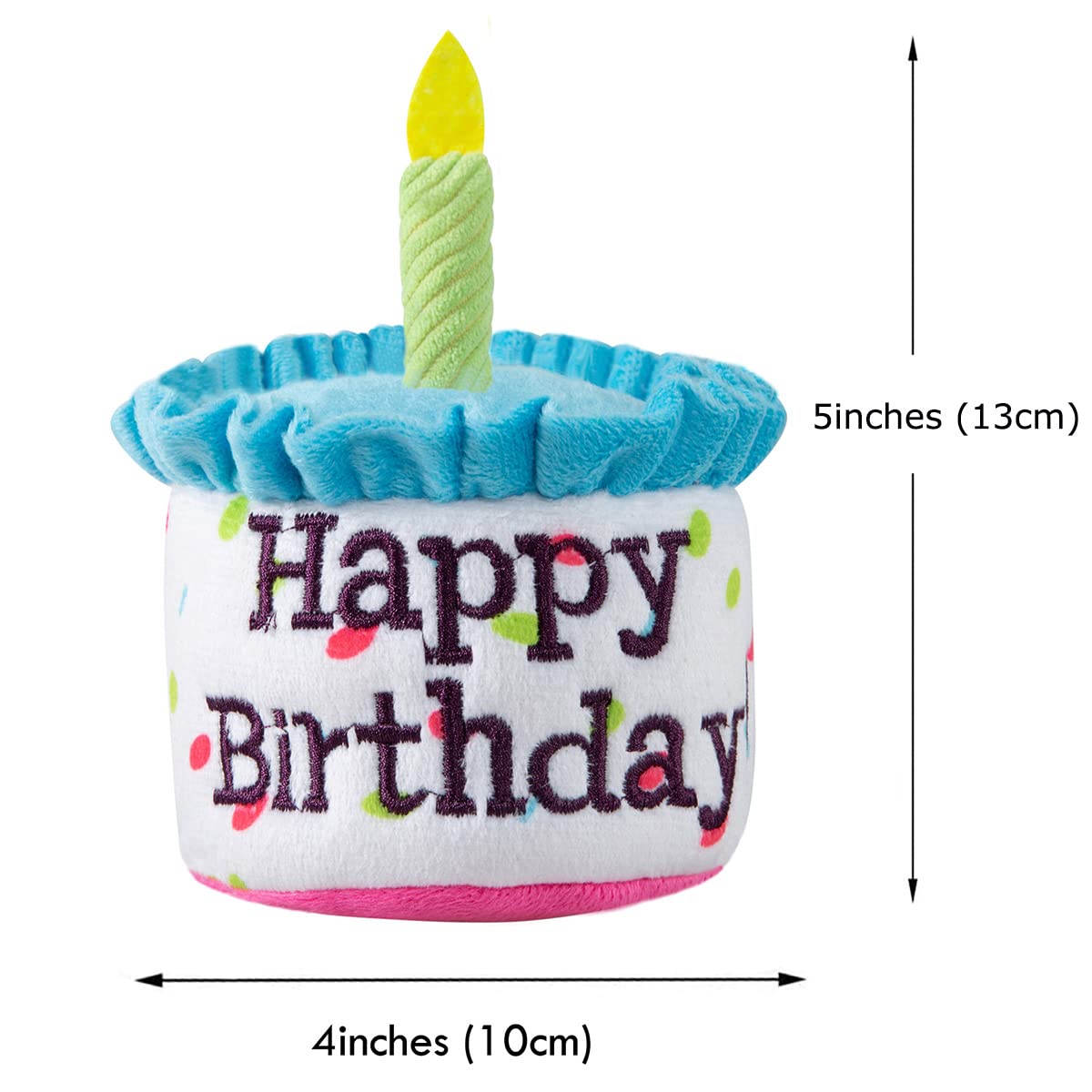 Ushang Pet Dog Birthday Cake Toy, Happy Birthday Cake Shaped Squeaky Dog Toys For Small & Medium Dogs Funny Dogs Gifts Plush Dog