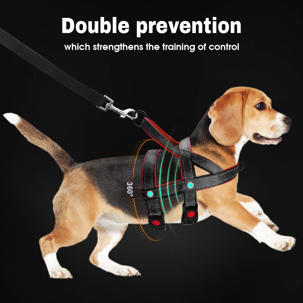 Beirui No Pull Escape Proof Dog Harness For Small Medium Large Dogs - Soft Padded Reflective Medium Dog Walking Harnesses (Black,M)