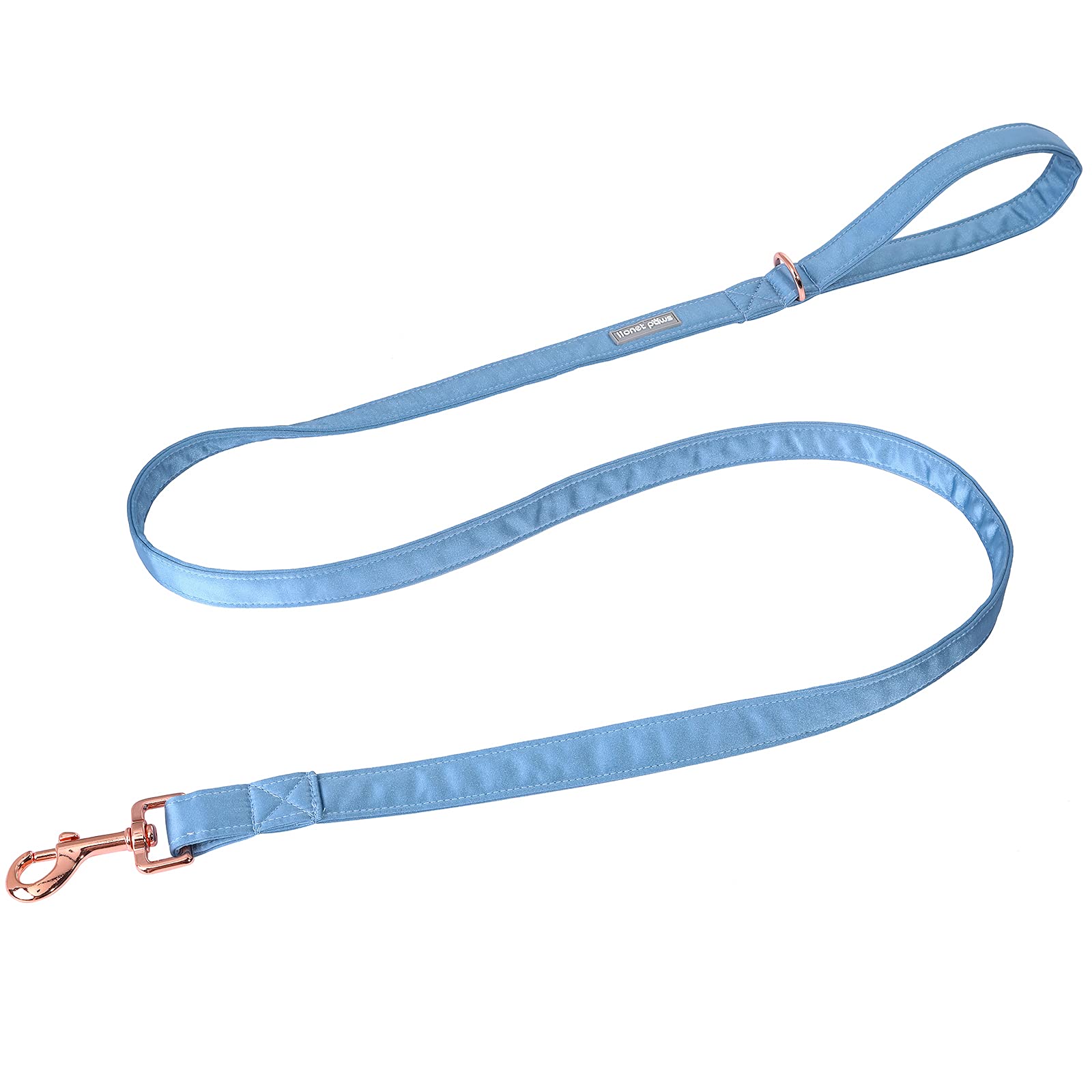 Lionet Paws Dog Leash - Silk Blue Leash For Small Medium Large Dogs Matching Collar For Girl And Boy