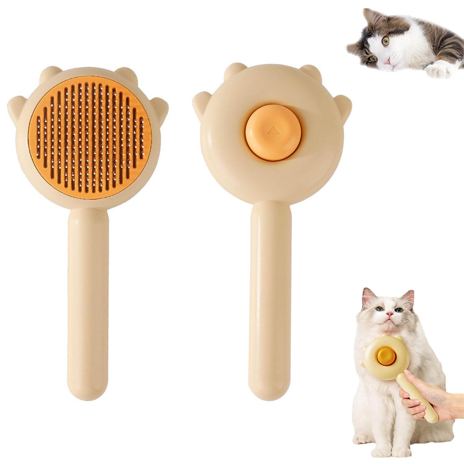 Kidzocraft New Pet Hair Cleaner Brush, Cat Grooming Brush With Release Button,Long Or Short Hair Cats Dogs Pet Massage Brushes