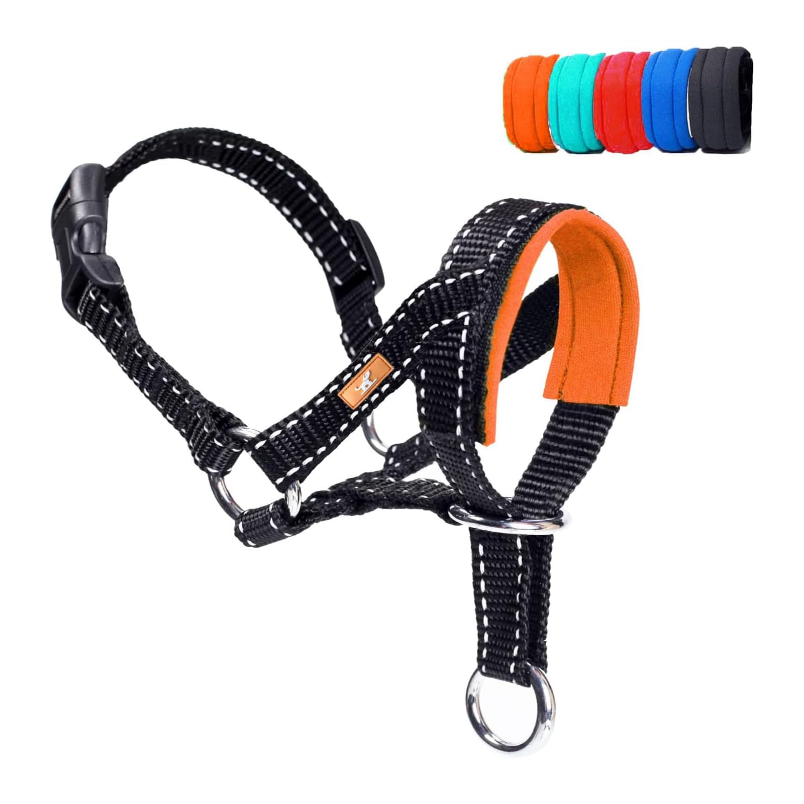 Dog Head Collar with Reflective Fabric, Adjustable Dog Head Harness to Prevent Pulling for Small Medium and Large Dogs(S, Orange