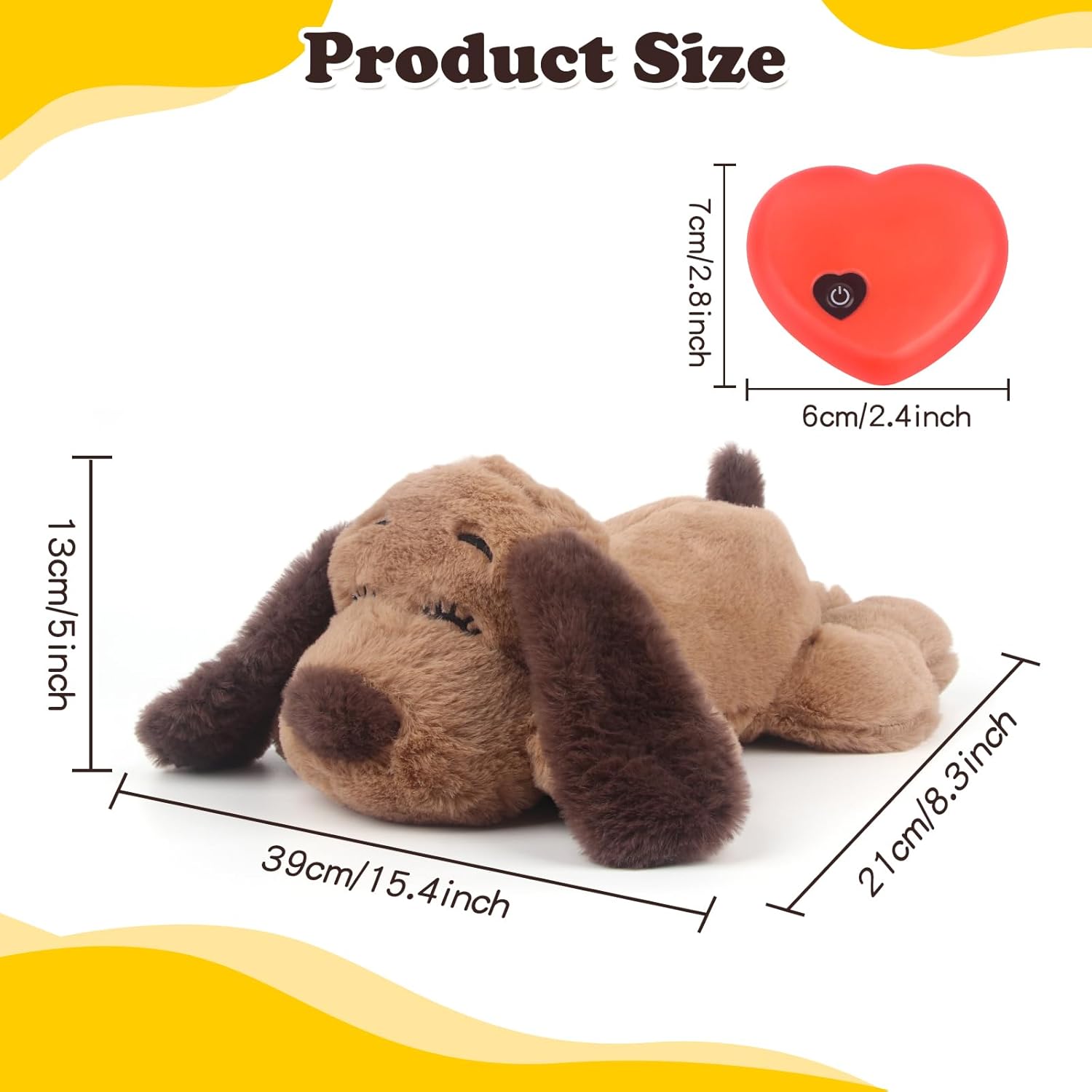 BEVERLYSHARK Heartbeat Puppy Toy Dog Anxiety Relief Calming Aid Heartbeat Stuffed Animals Pet Comfort Cuddle Sleep Aid Puppy Beh